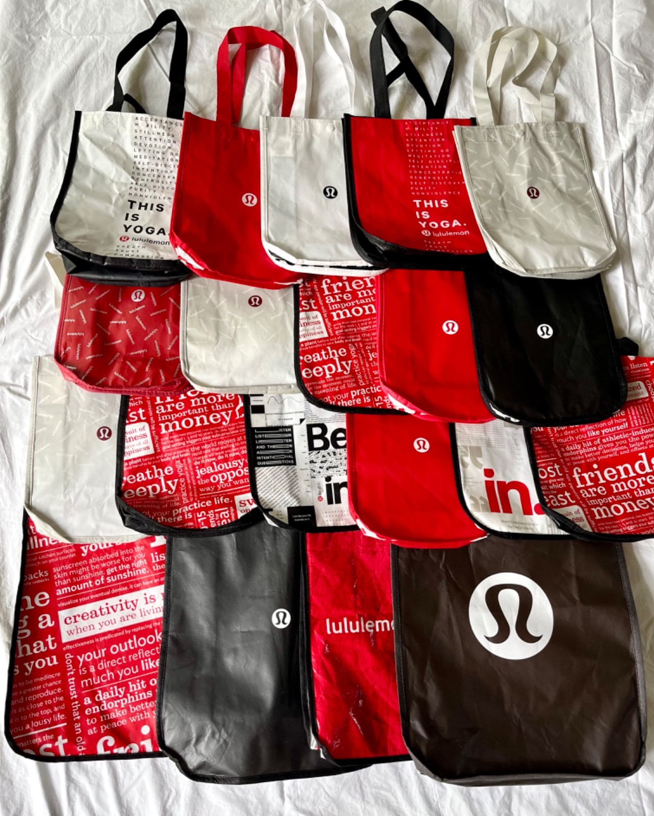 Lululemon Mixed Lot of 20 Reusable Shopping Tote Bags | Different Sizes
