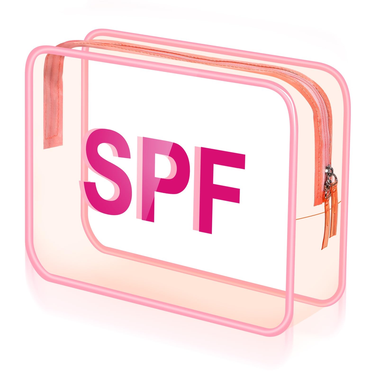 Shinylin Spf Clear Makeup Bag 9.5″ x 7″ x 3.5″ Pink Beach Pouch Large