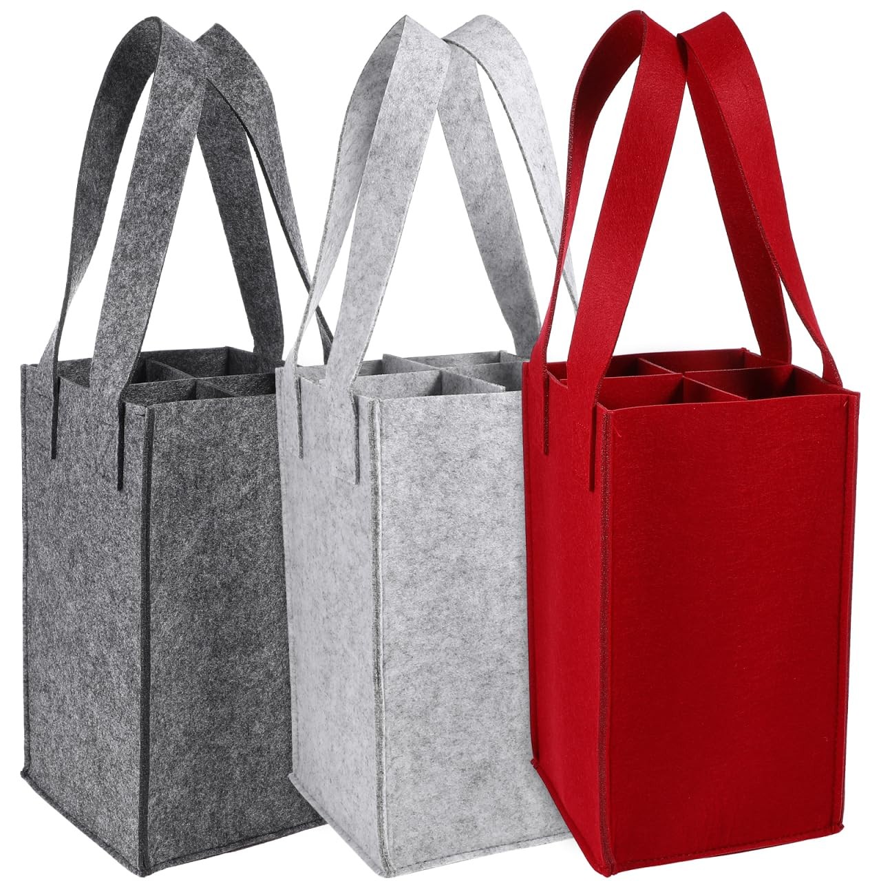 Felt Wine Carrier Tote Bag For 4 Bottles Reusable Protective Dividers Travel
