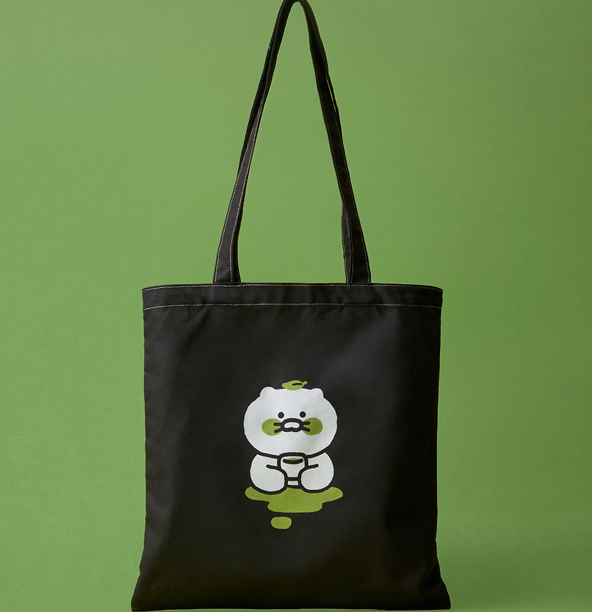 Kakao Friends Choonsik Matcha Chun Eco Bag 100% Cotton Lightweight 37 cm x 40 cm