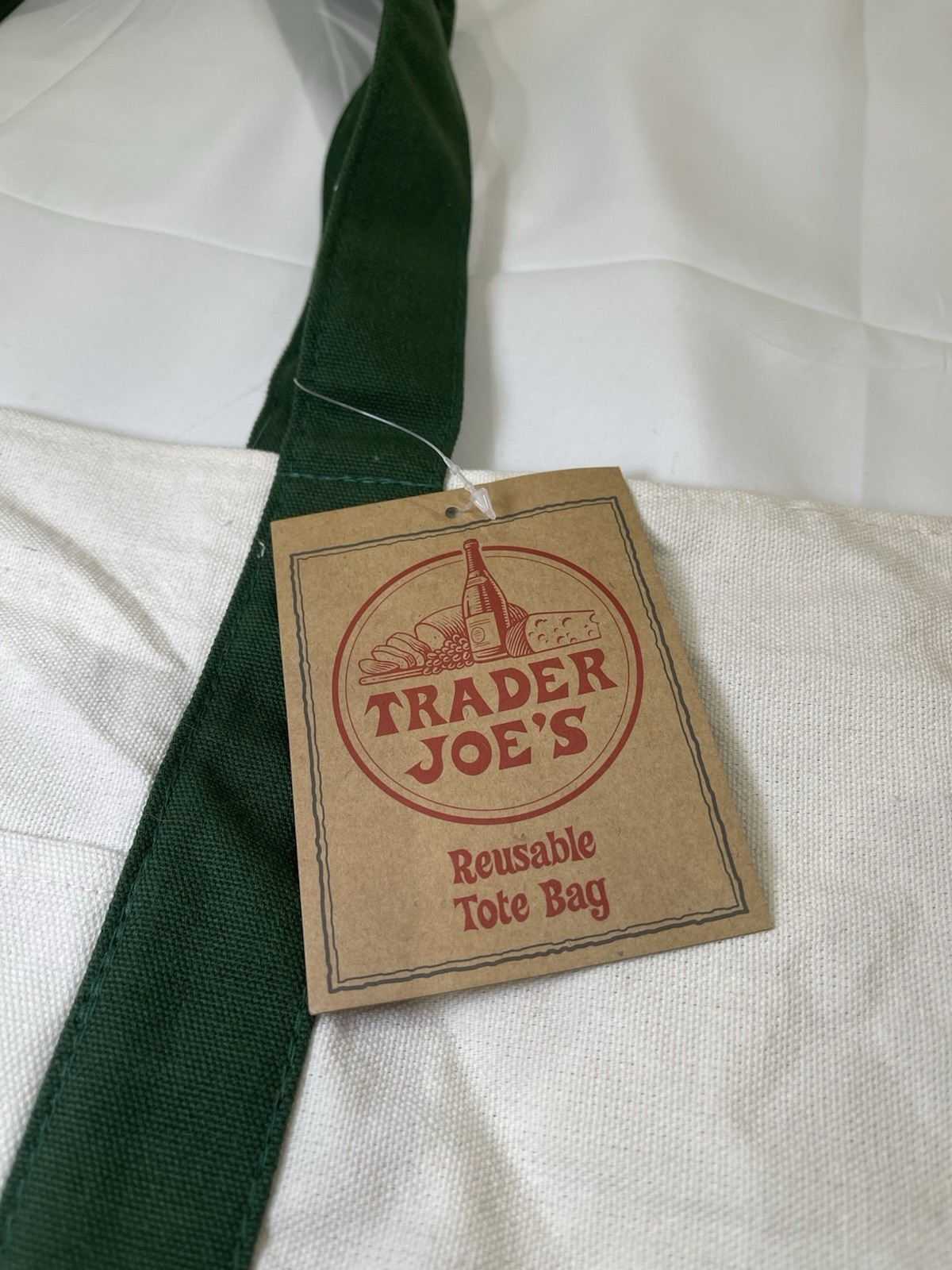 Trader Joe’s Reusable Trendy Large Canvas Tote In Green BRAND NEW WITH TAGS