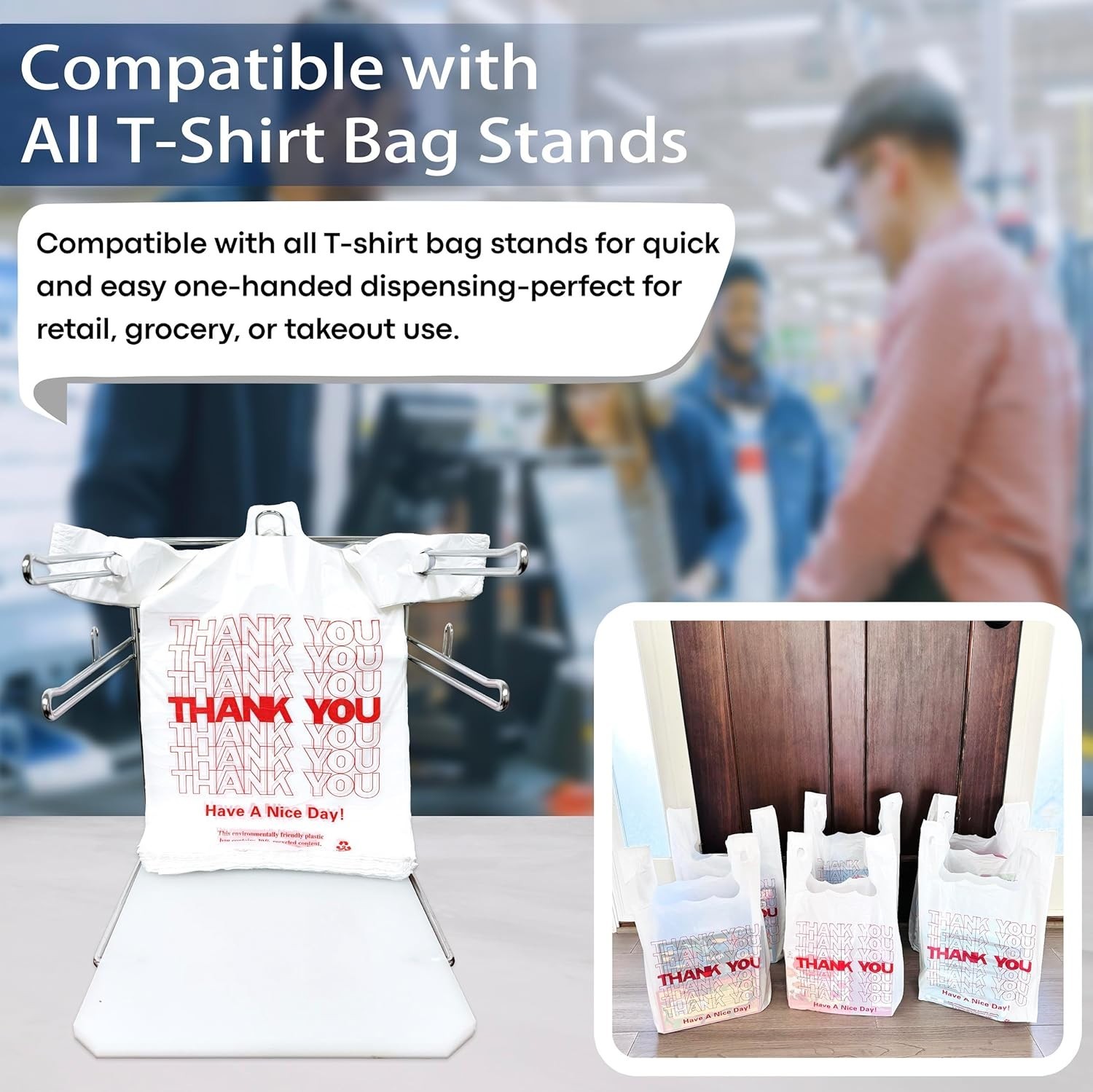 Efficient White Thank You Plastic Bags – 11”x6”x21” Reusable & Affordable