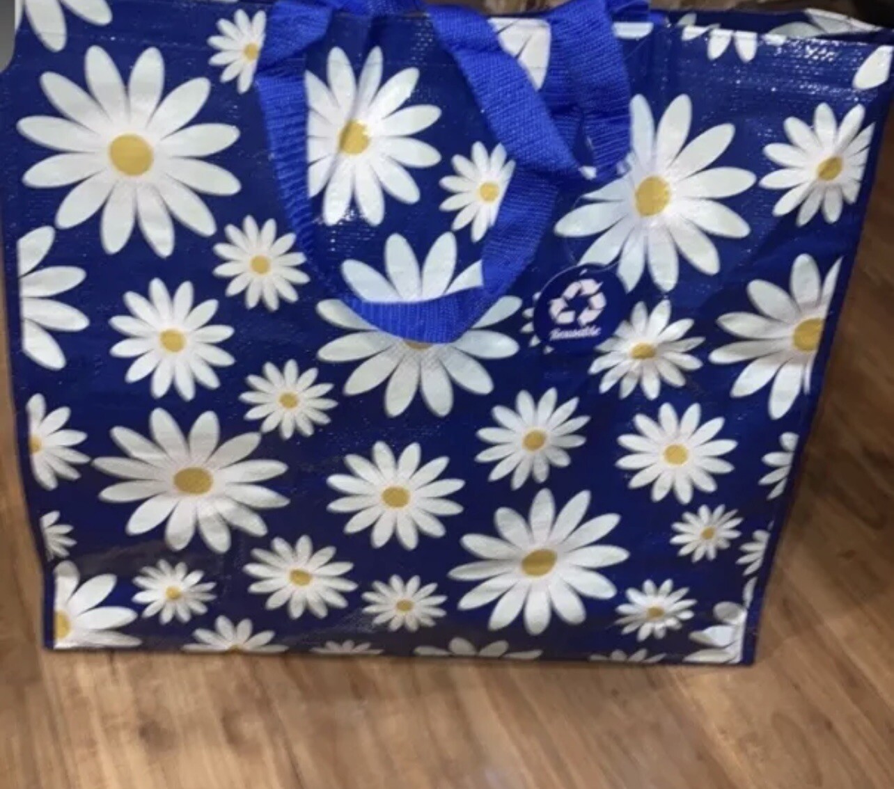 Large Recycled & Reusable Daisy Shopping Tote Grocery Beach Vacation Bag