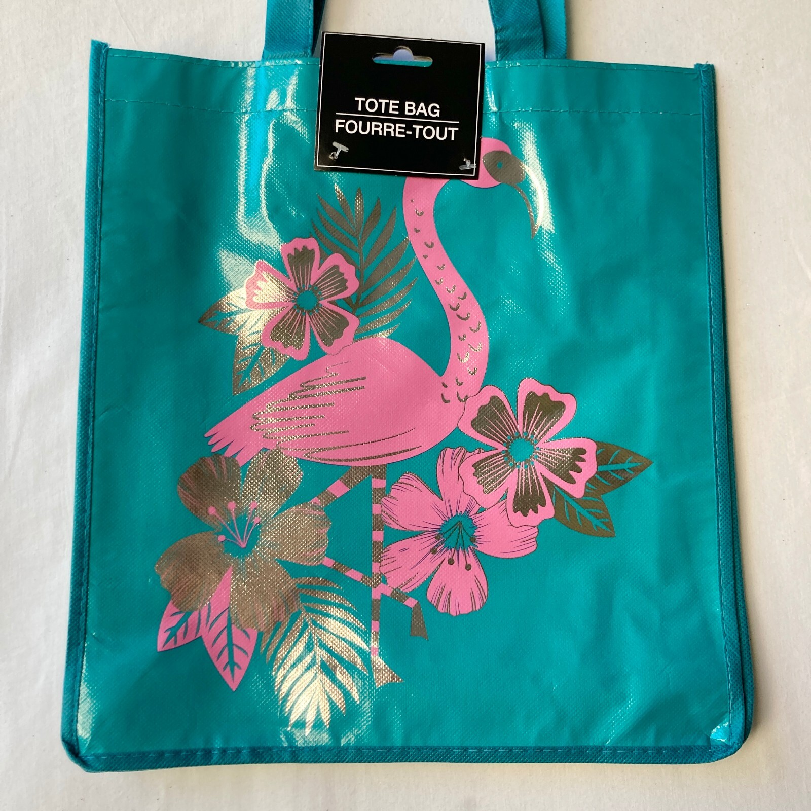 Pink Flamingo Tote Bag Shopper Reusable Shopping Bag Beach Gift Flower Tropical