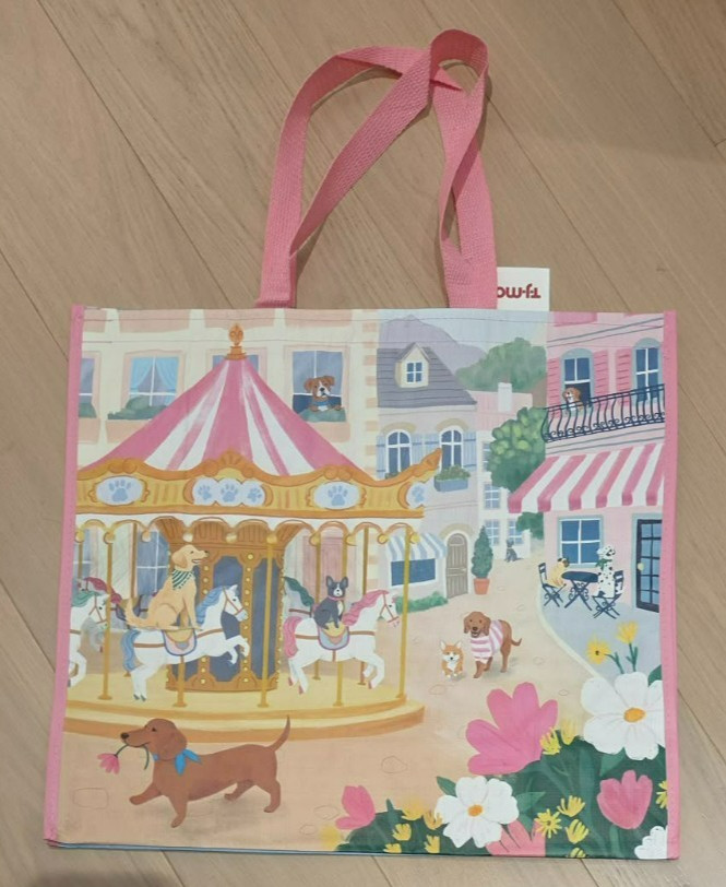 NWT TJ MAXX- Cute Doggy Town – Large Reusable Shopping Tote Eco Bag