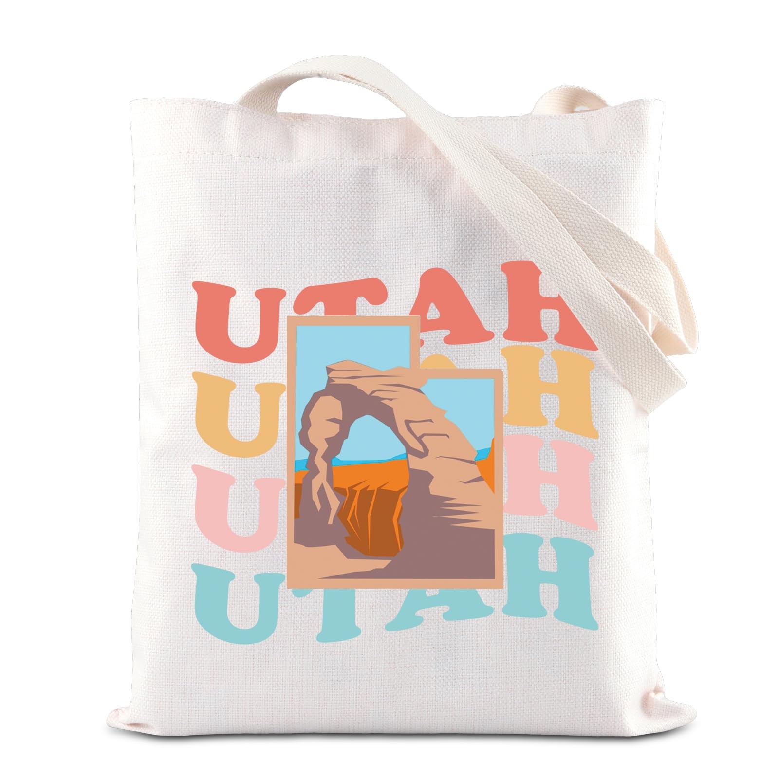 Utah Travel Tote Bag Beehive State White Flag Map Shopping 14.9×13.7×10.6 In