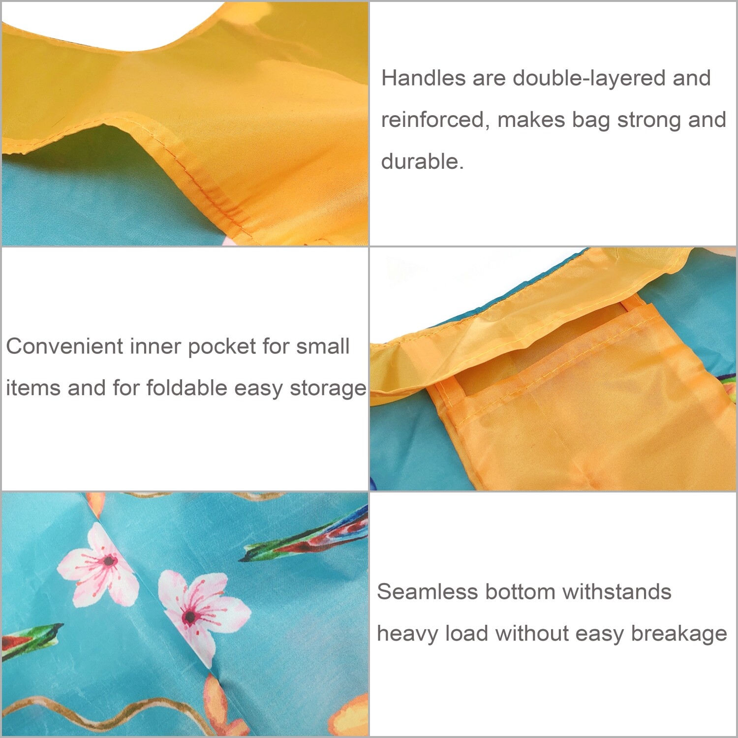 Wrapables Large Reusable Shopping Tote Bag with Outer Pouch, Sunflowers