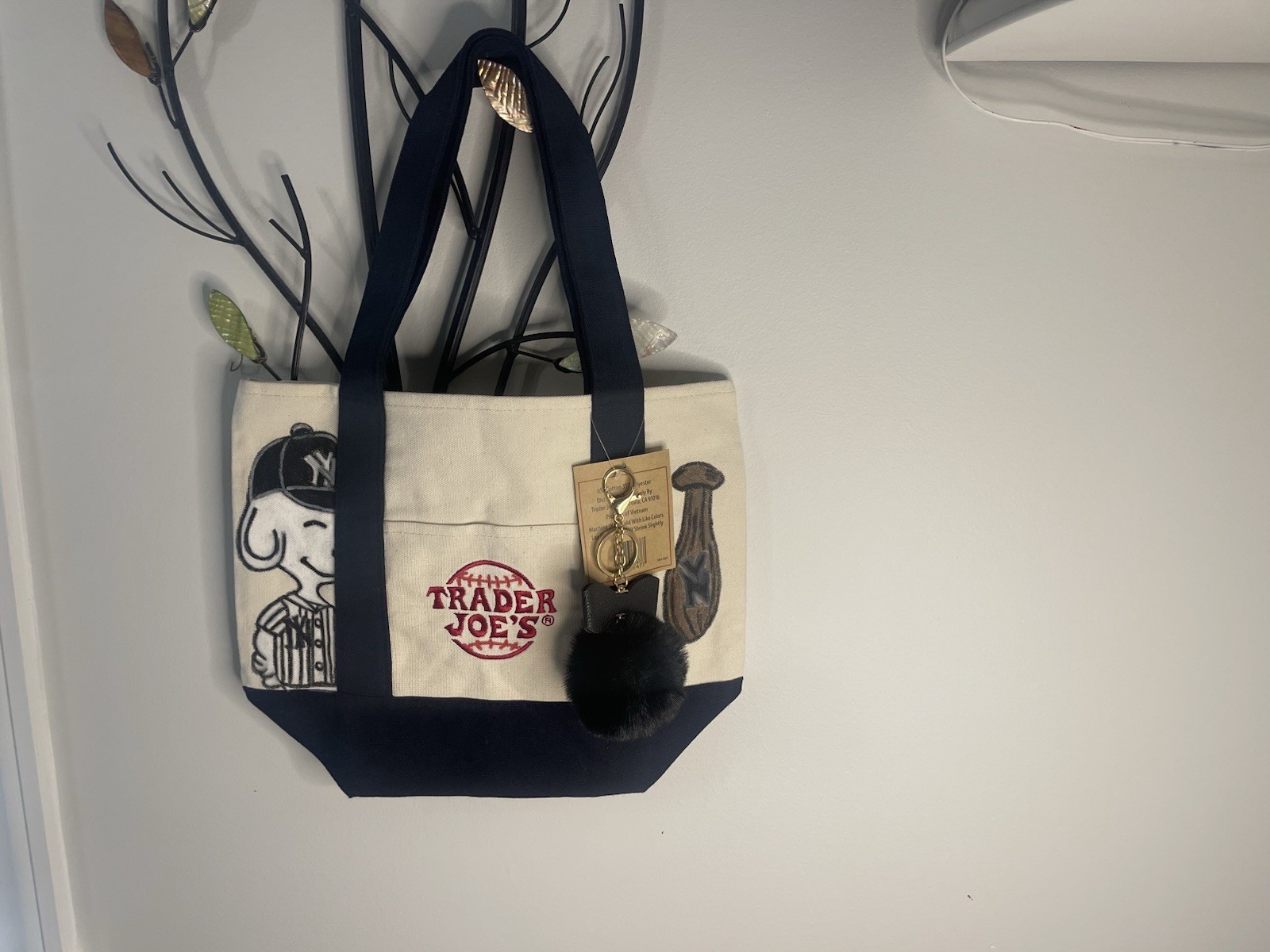 Snoopy Yankees Hand Drawn Trader Joe’s Mini Blue Canvas Tote Bag(S)