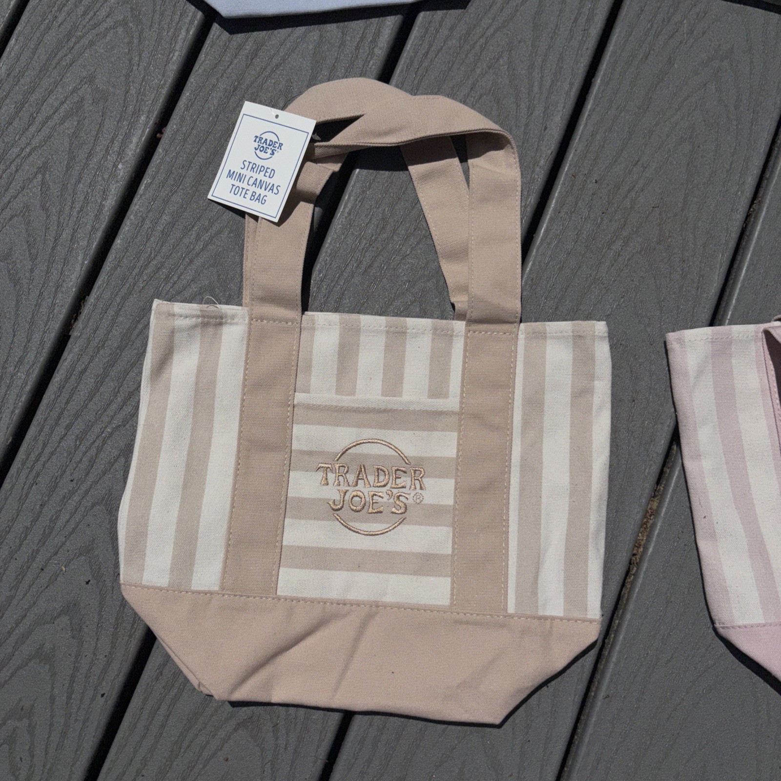 Trader Joe’s Mini Pastel Stripe Canvas Tote Bag Limited Edition Set Of 4✅✨