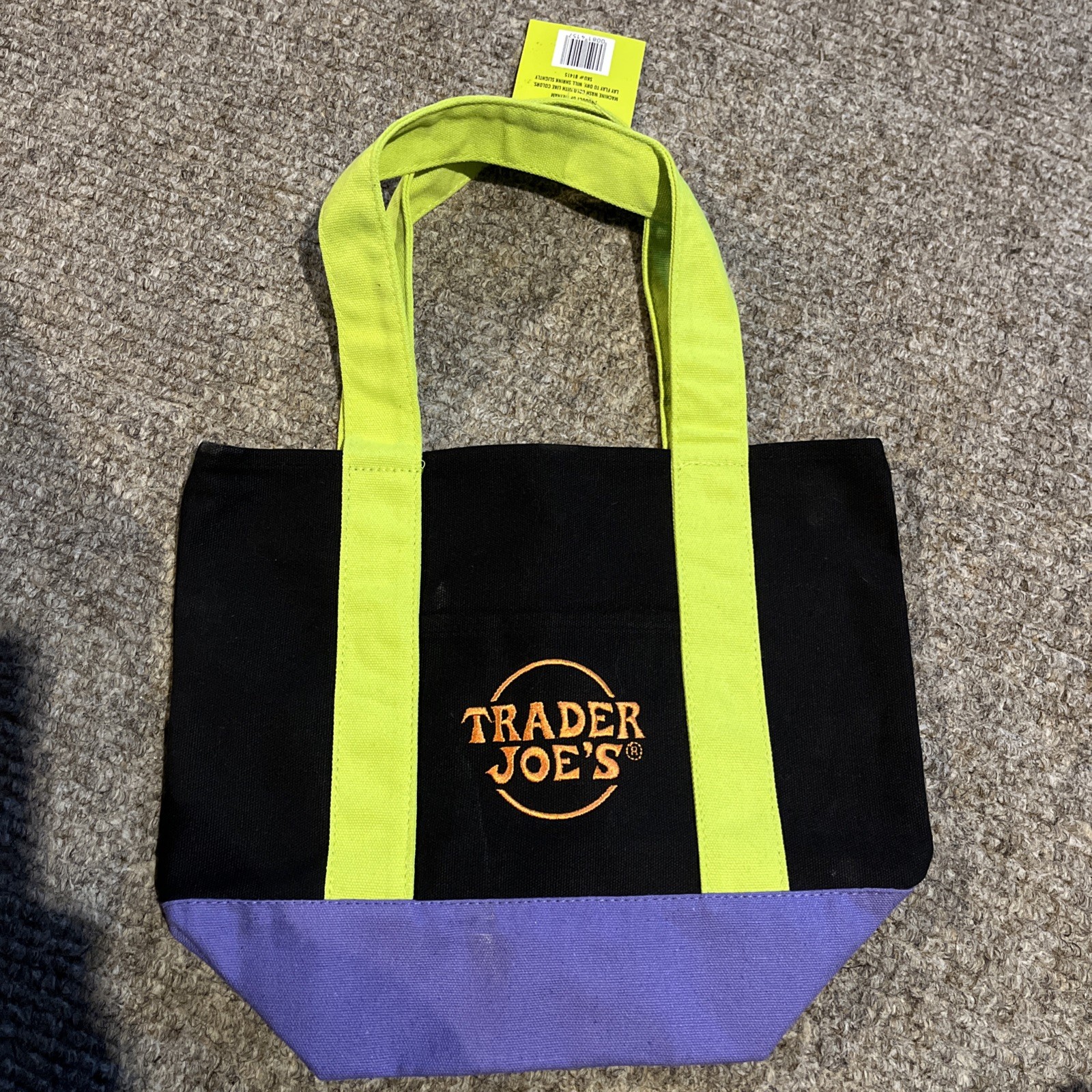 NEW Lot 2 Trader Joe’s Mini Halloween Canvas Tote Bags Black/Purple and Orange