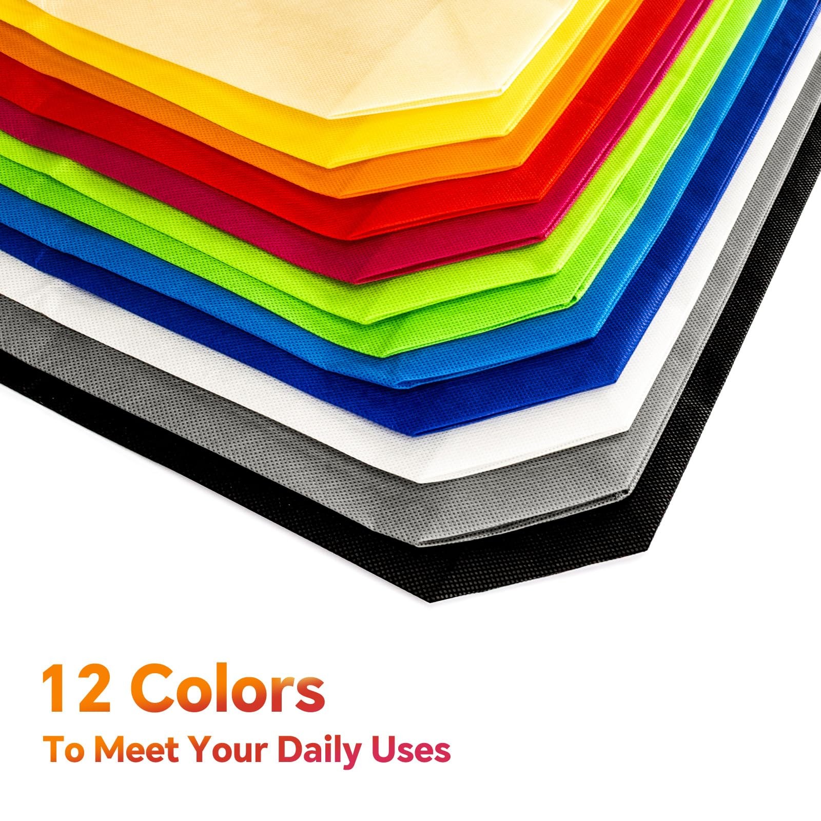 24 Pack Reusable Grocery Bags Colorful NonWoven Shopping Foldable Totes