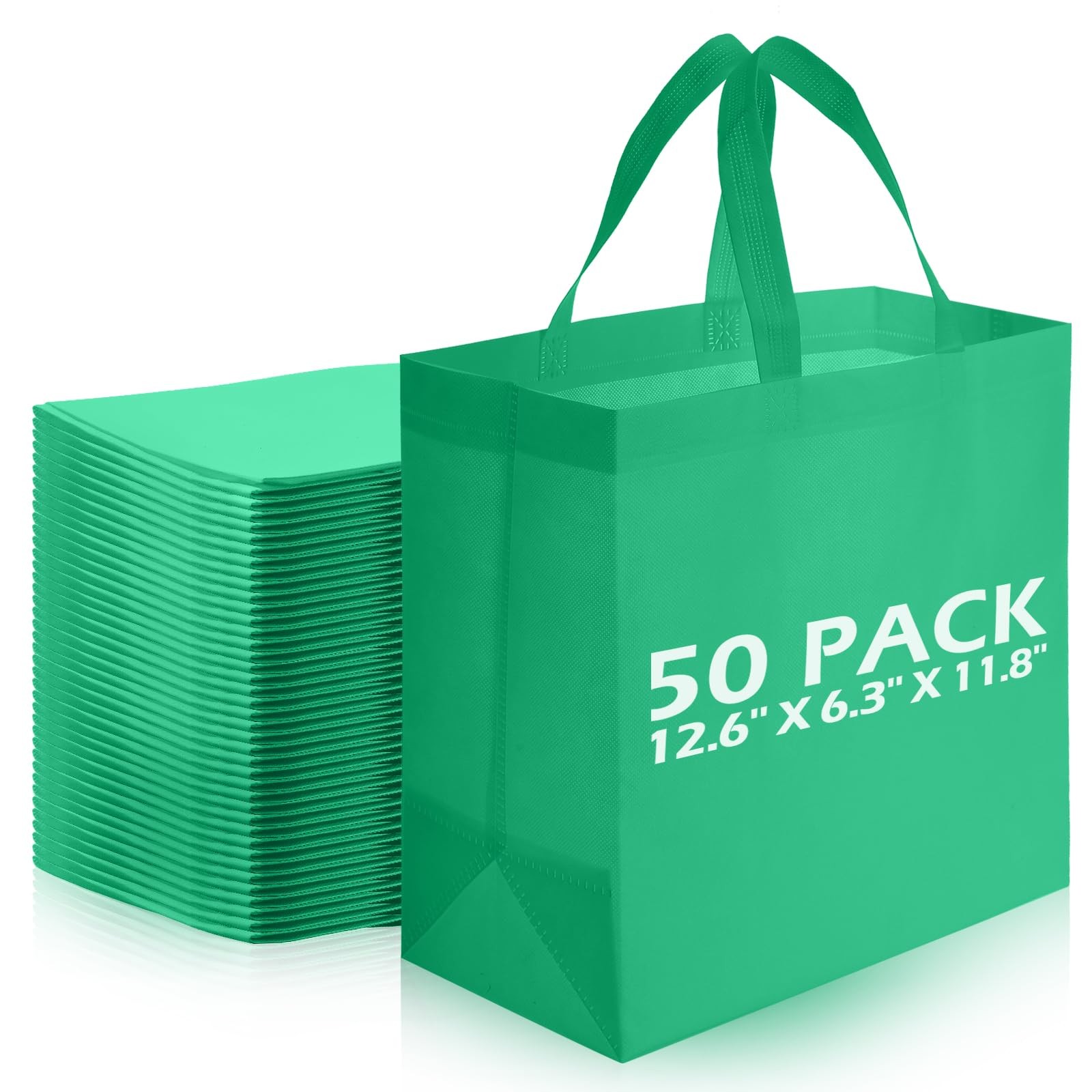 Reginary 50 Pieces Reusable Totes Bag Bulk Shopping Bags Non Woven Grocery ha…