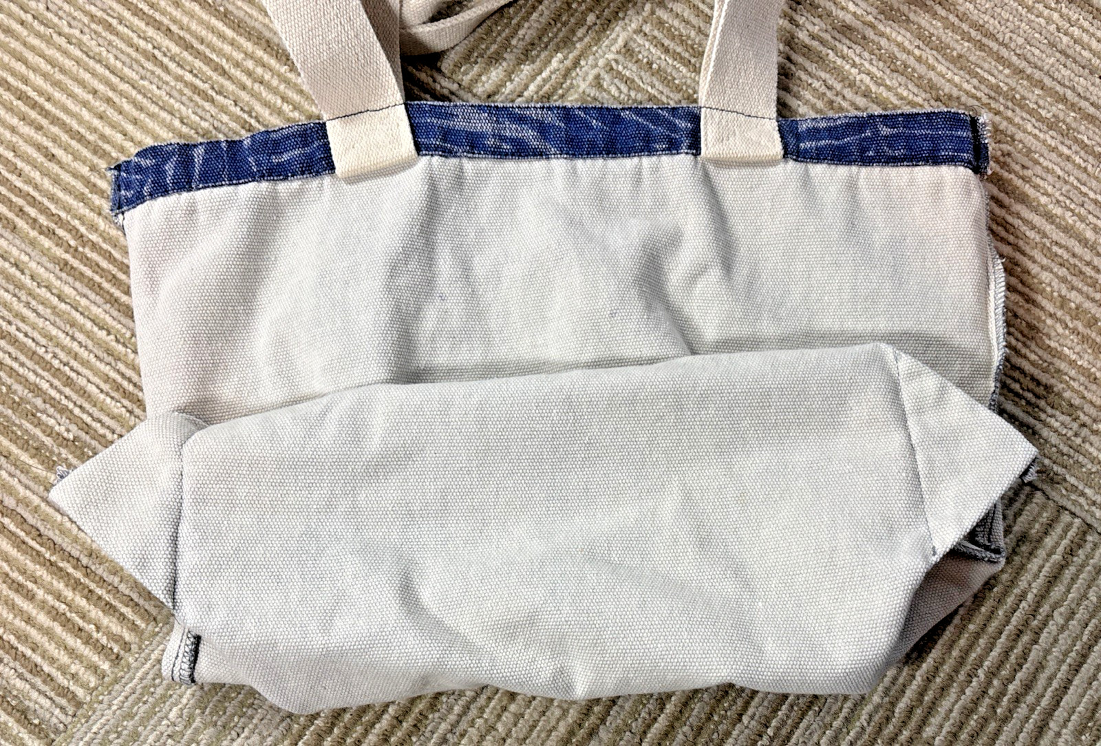 Tommy Bahama Canvas Tote Bag Tropical Beach Palm Leaves Blue