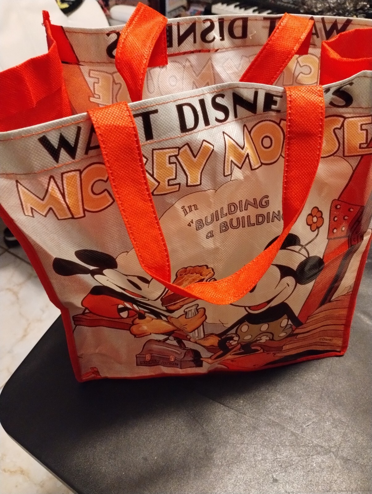 Walt Disney’s Mickey Mouse “Building a Building” Reusable Tote Bags, 13x13x6-in.