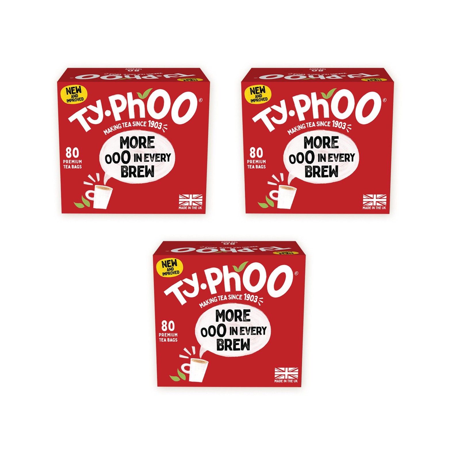 Typhoo 80 Premium Tea Bags (Pack of 3) 80 Count