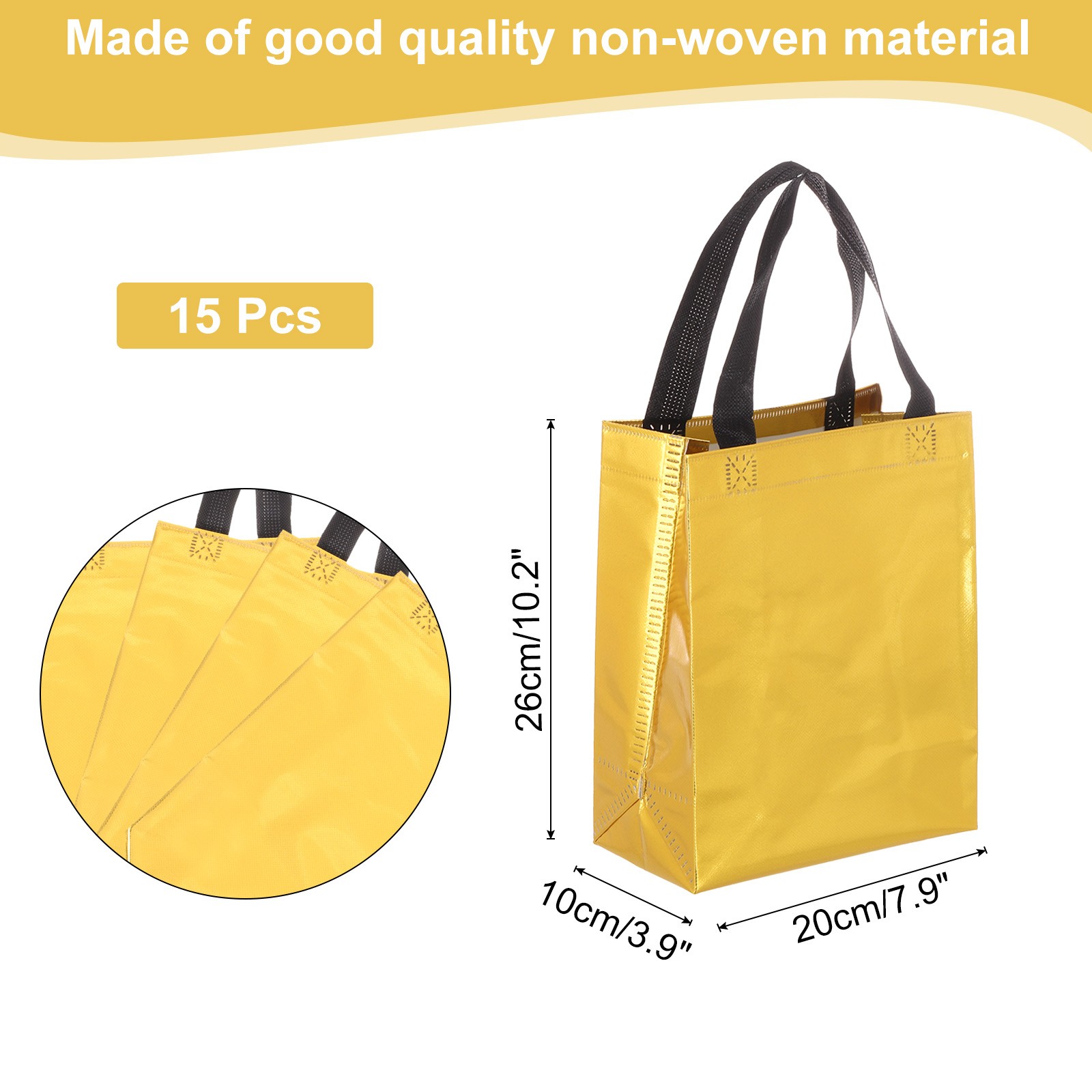 15Pcs Laser Gift Bags with Handles Bulk, Glossy Finish Gift Bags Gold
