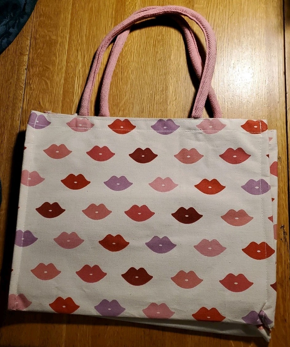 Eccolo Valentine’s Day Lips 💋 Kisses Cotton Canvas Reusable Shopping Tote Bag