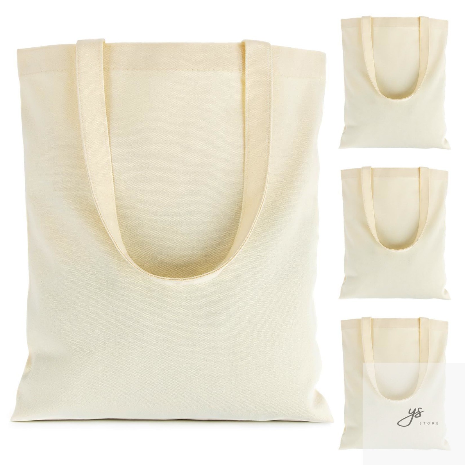 Canvas Tote Bag – 4 PCS Cotton Canvas Reusable Grocery Shopping Blank Tote Bag