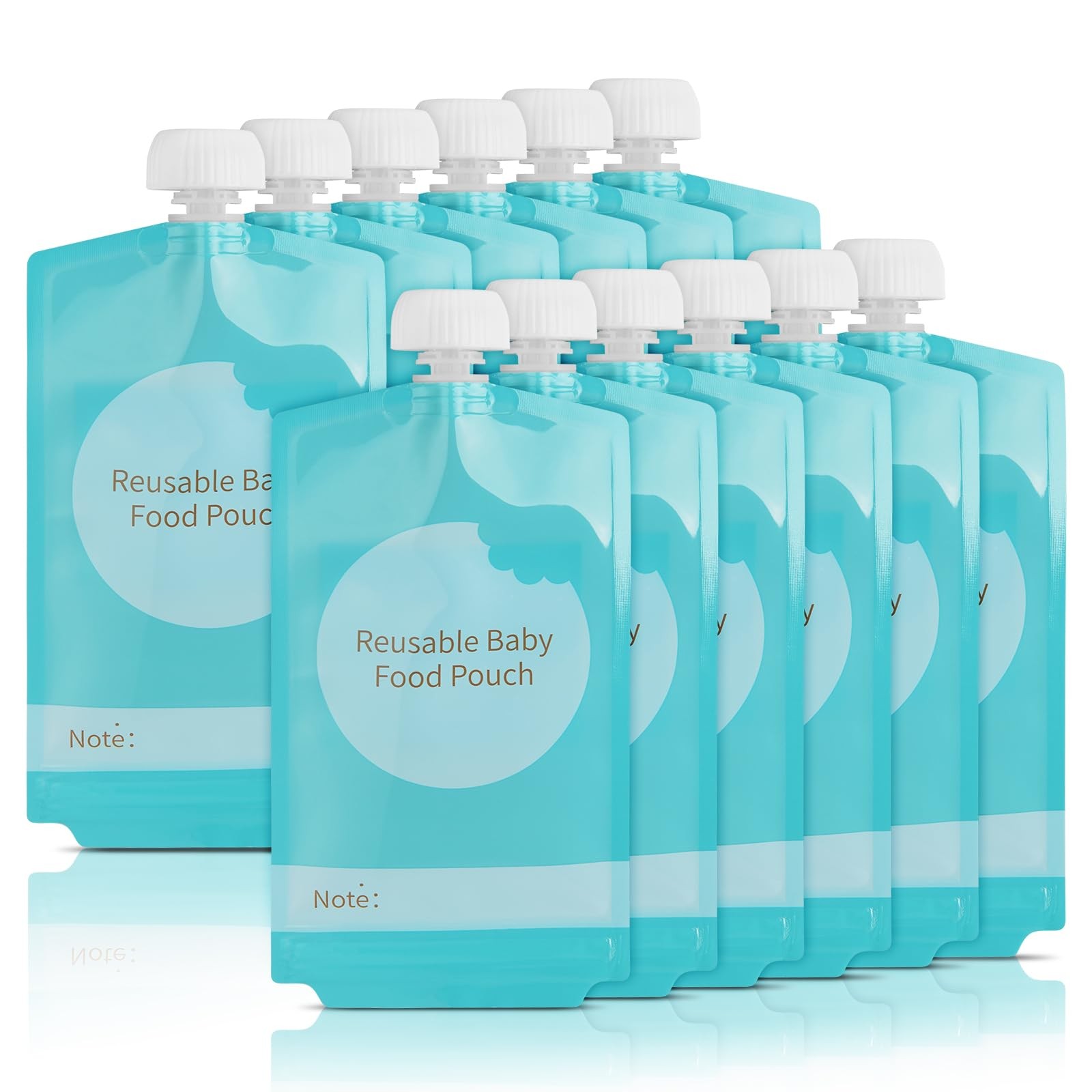 Kirecoo Reusable Baby Food Pouches – 12PCS 7oz Refillable Blue