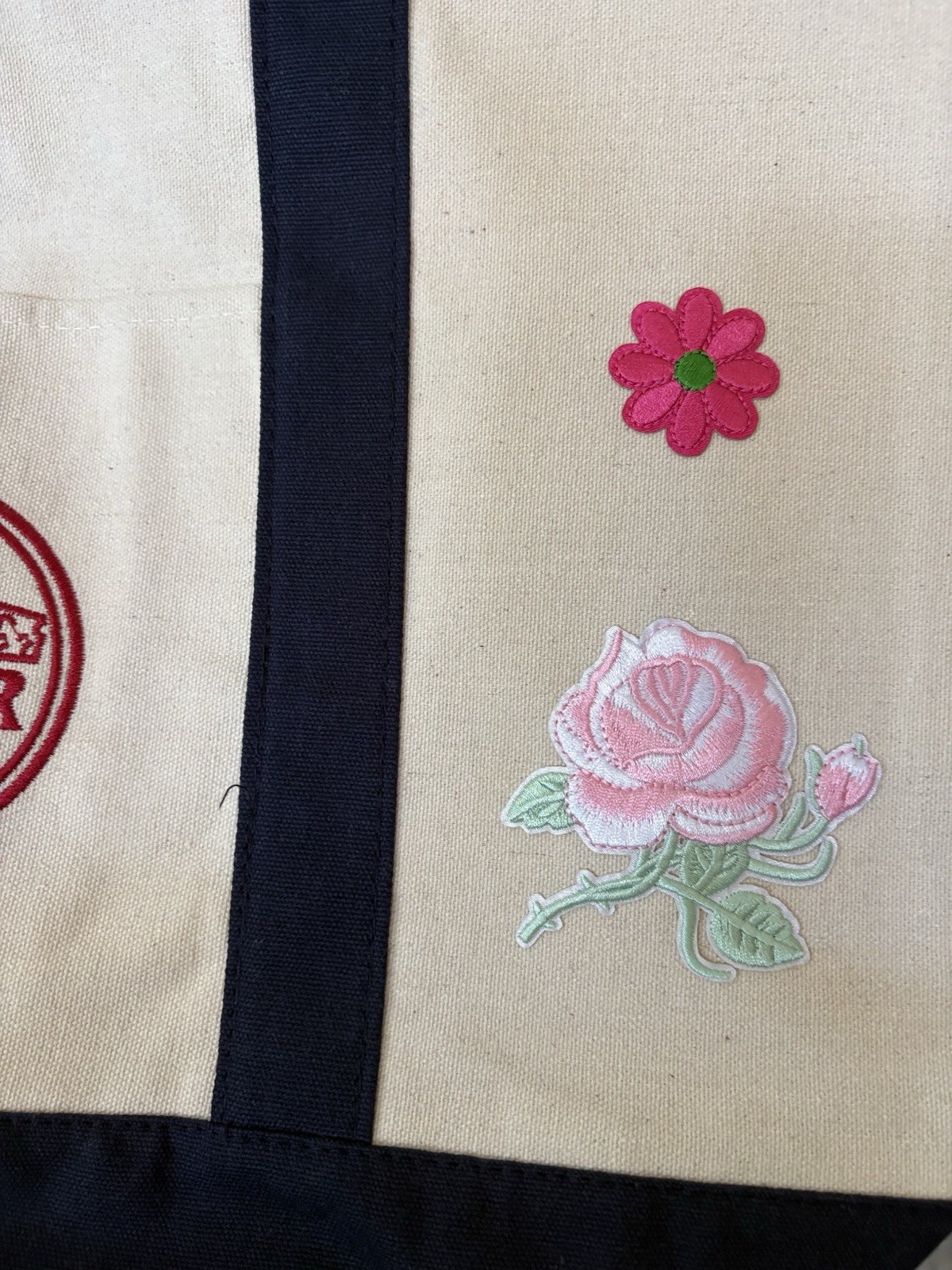 Trader Joe’s Embroidery Special 4 Roses 4 Flowers Large Eco Shopping Bag