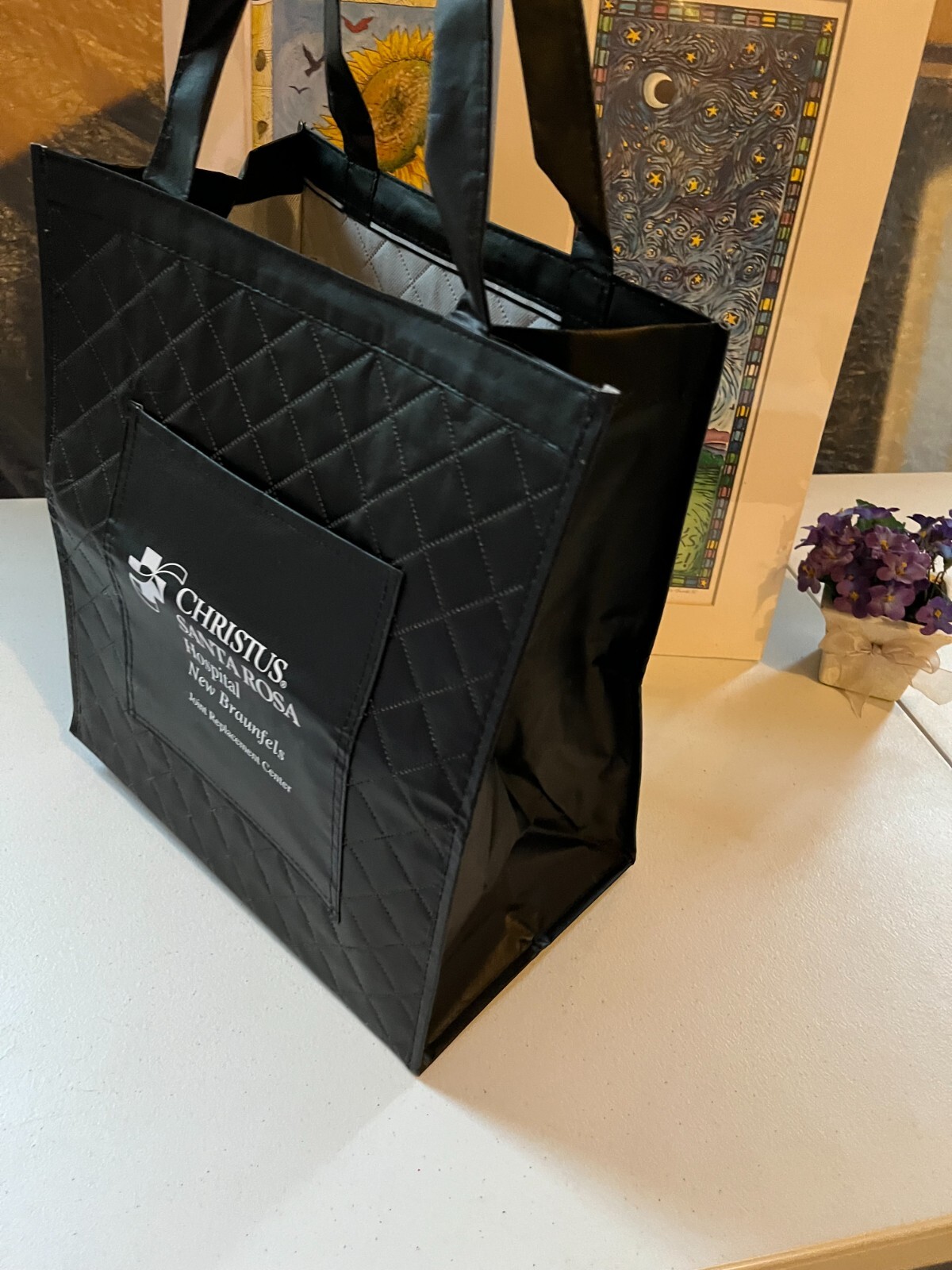 FASHIONABLE QUILTED REUSABLE SHOPPING TOTE 2 PACK