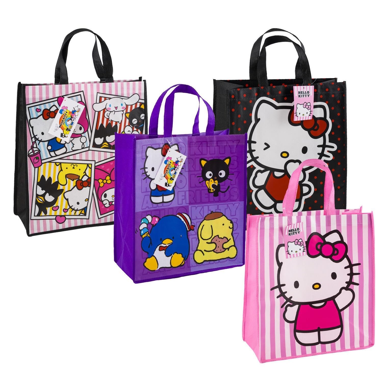 Hello Kitty and Friends Tote Bag 4 Pack 16″ Assorted, Picture Frame Design