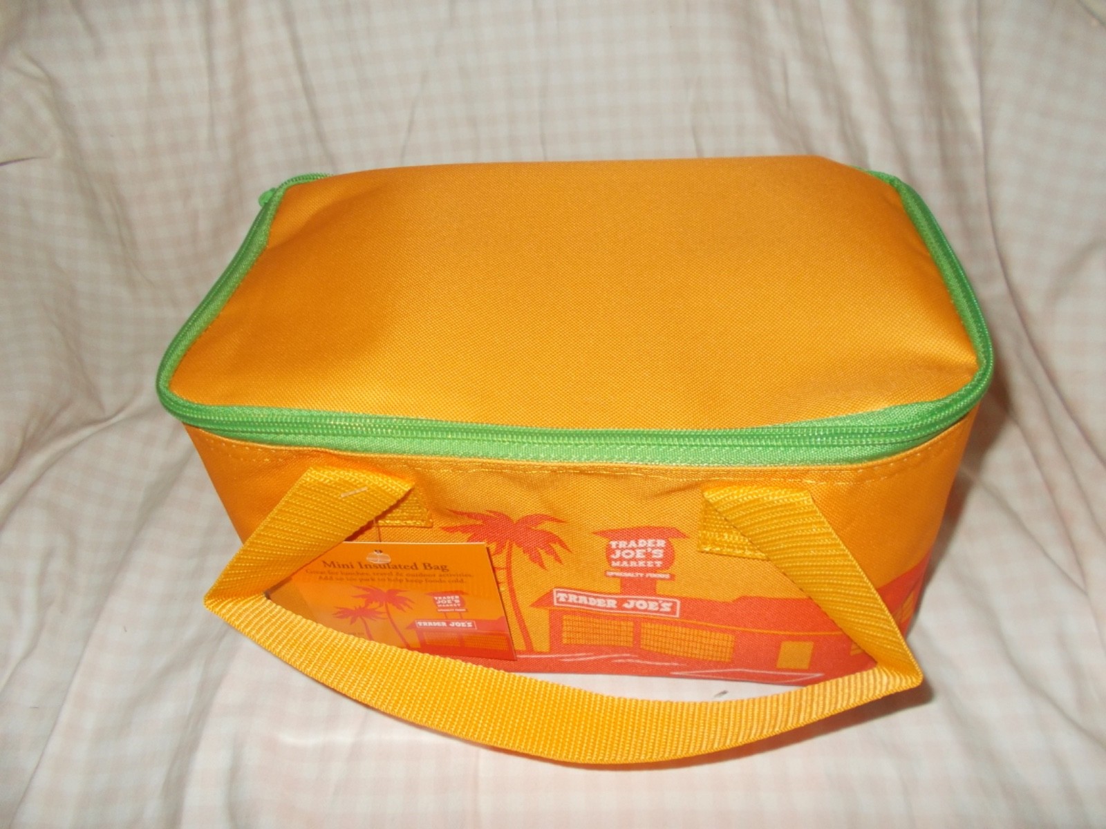 Trader Joes Mini Insulated Tote Summer Collection Sunny Orange Green Zip 2026