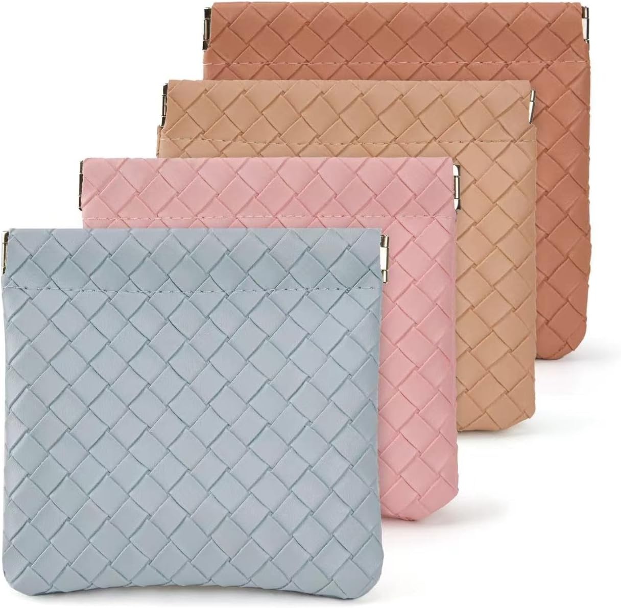 4PCS Small Makeup Bag for Purse，Waterproof Leather Portable Mini Multicolor
