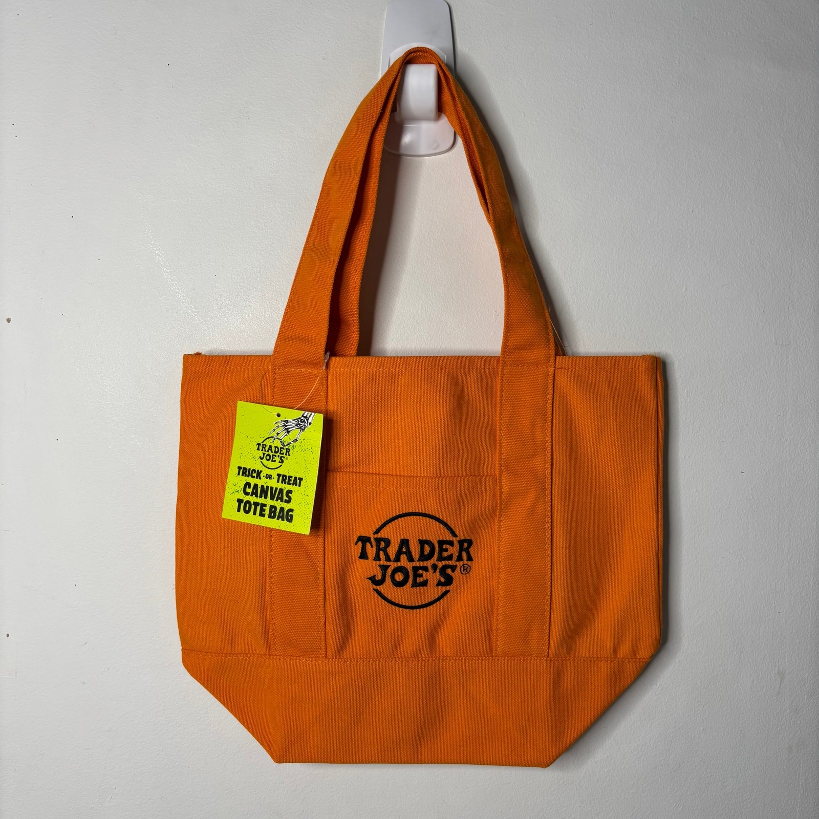LOT 2x — Trader Joe’s Canvas MINI Tote Bag — Halloween Trick Treat Orange Purple
