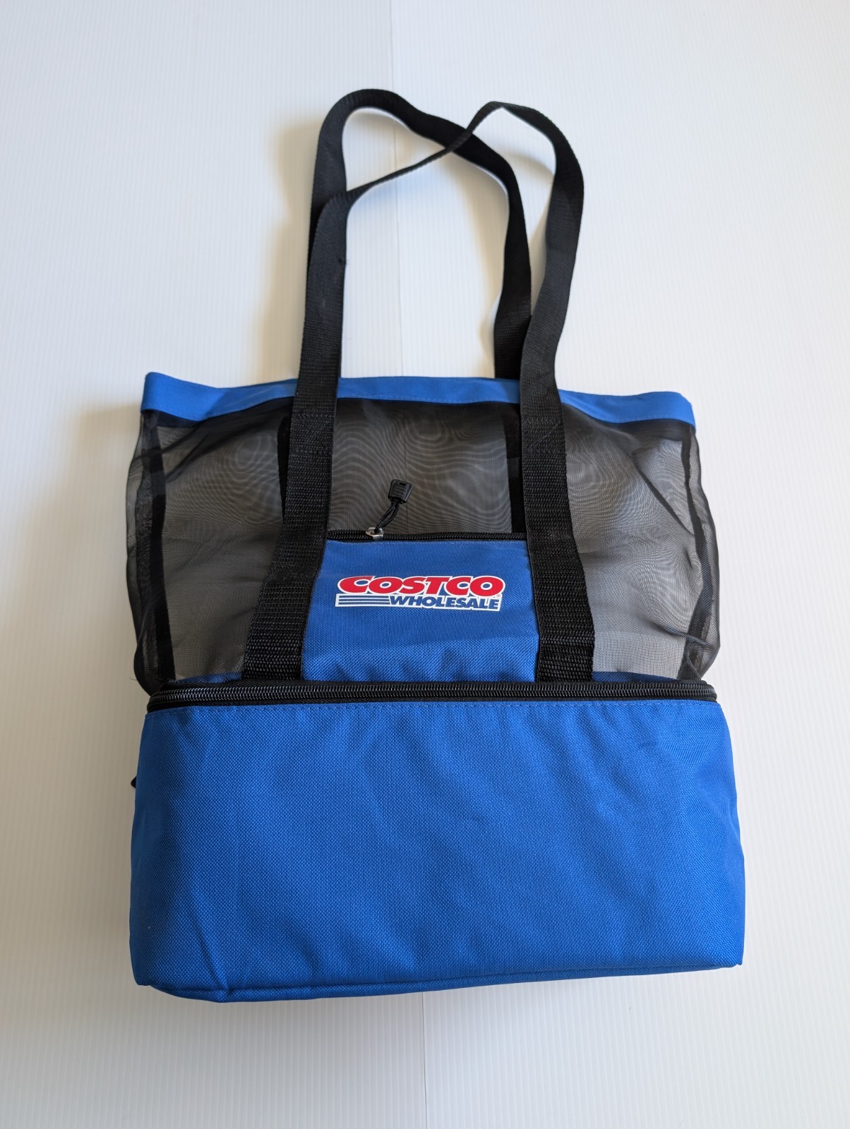 Costco Wholesale Insulated Cooler Tote Bag Blue Black Mesh Reusable Shopping