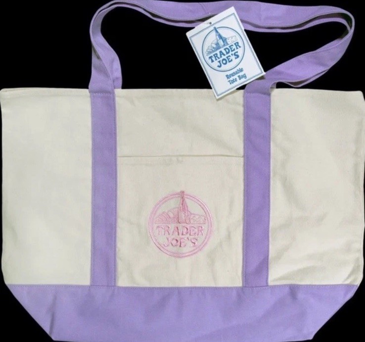 Trader Joes LARGE Lavender Purple Canvas Tote Bag 2026 Viral Drop Rare FAST SHIP
