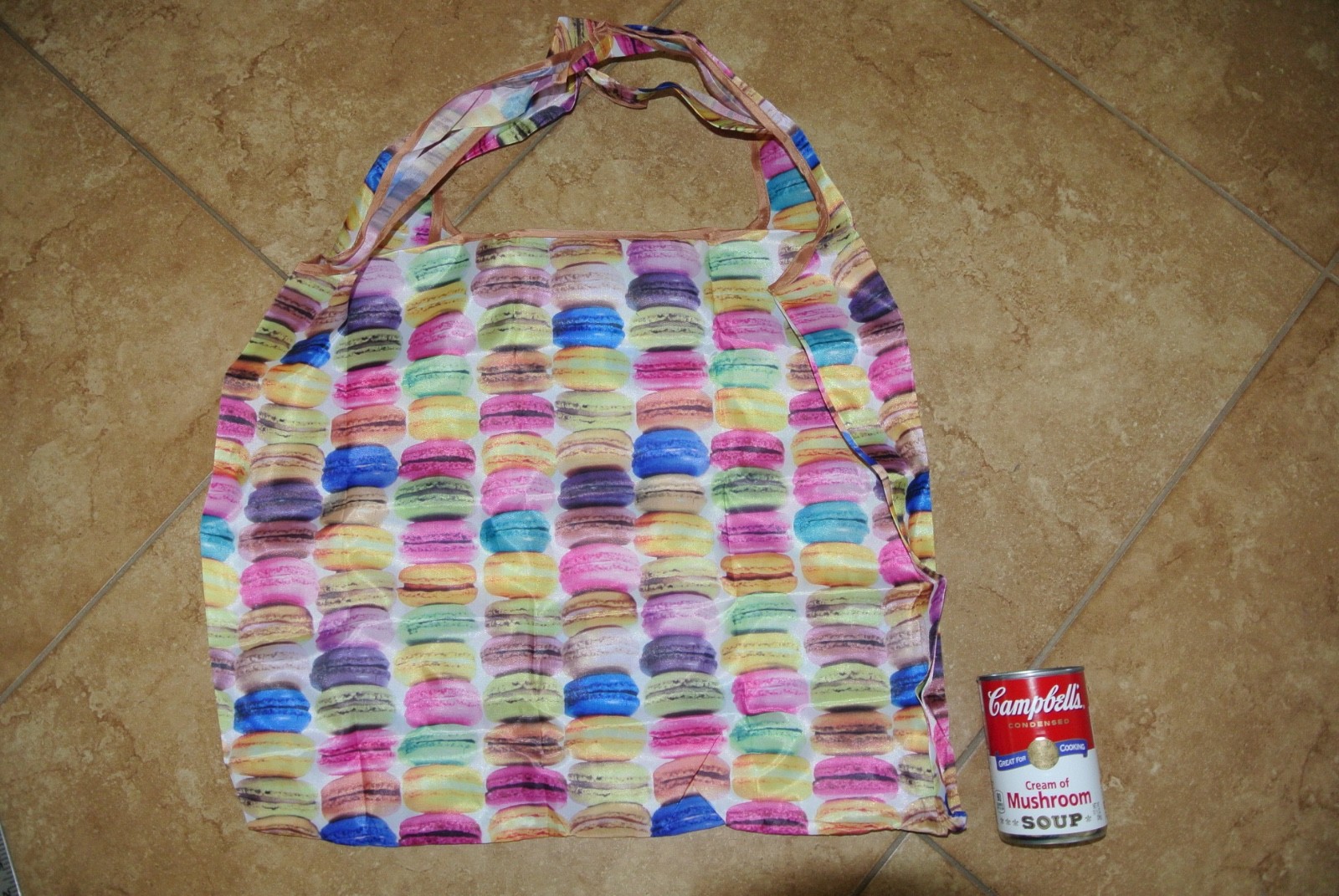 Rainbow French Macaroons desert Recycling nylon shopping tote shoulder bag NEW