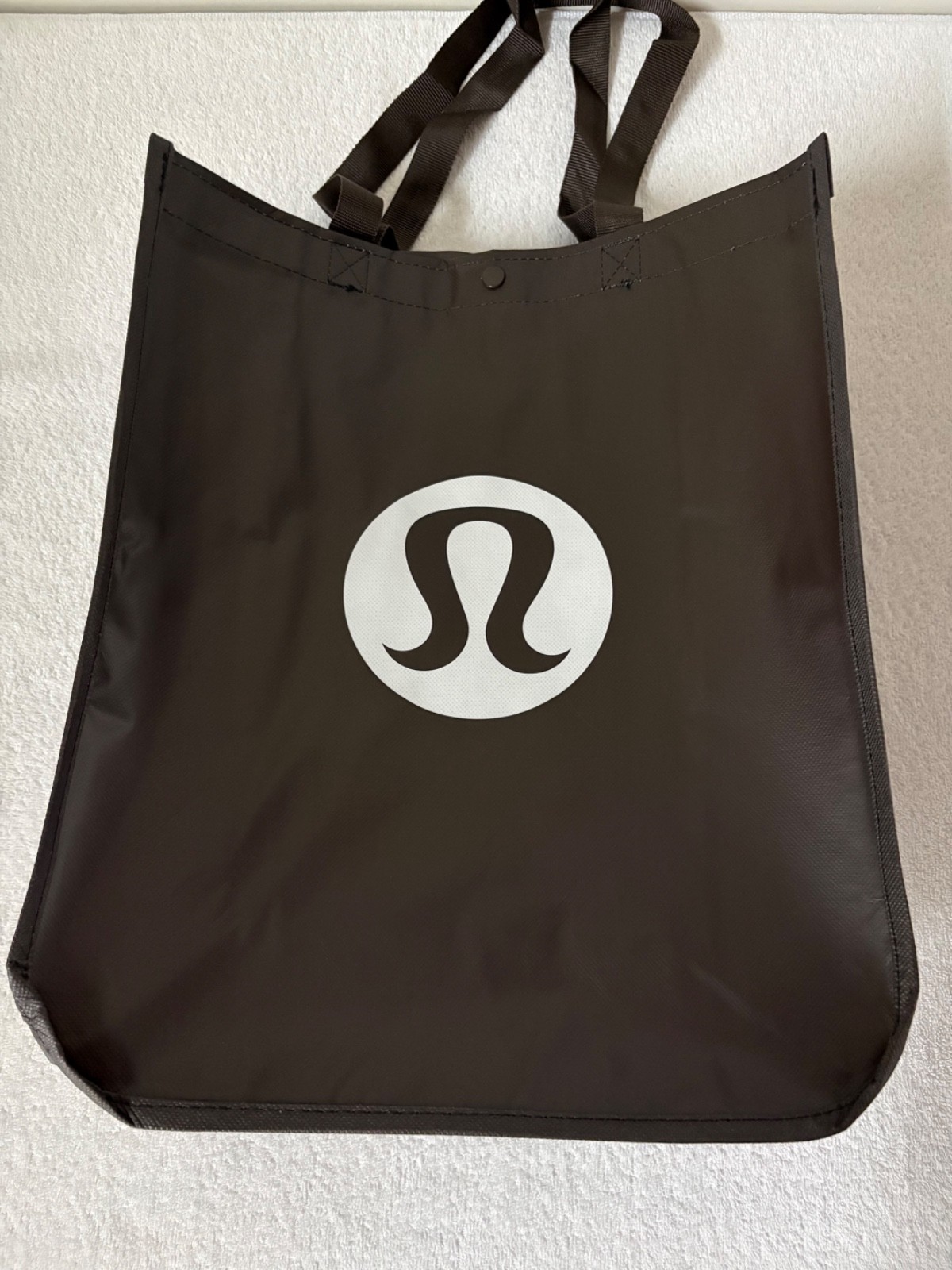 Lululemon Logo Large Reusable Shopping Tote Bag w/ Handles 16.5″ X 14″ NEW Brown