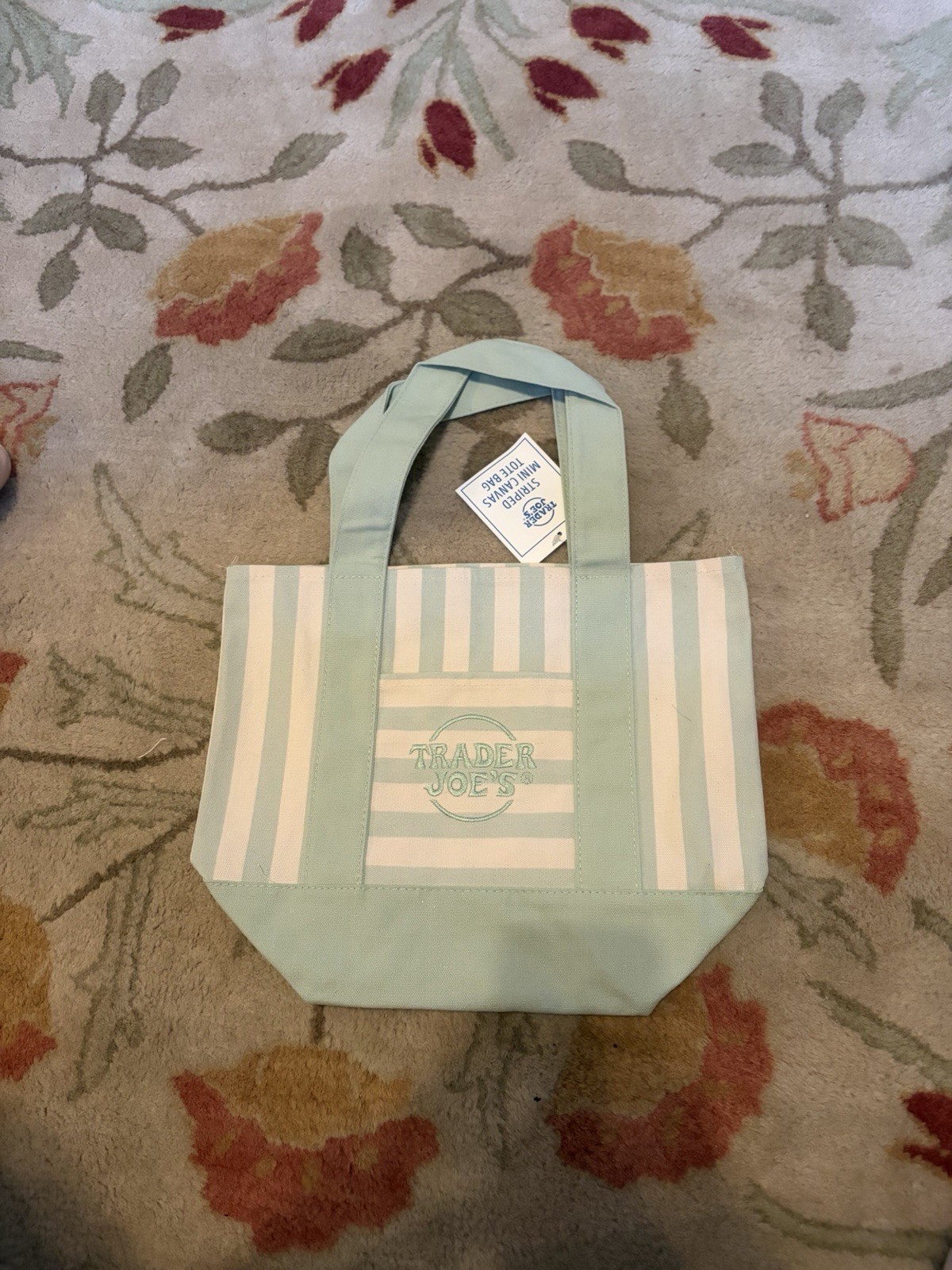 Trader Joe’s Striped Mini Canvas Tote Bag, Reusable Multicolor Shopping Bag