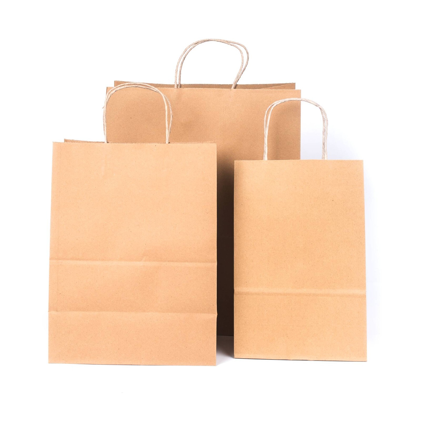 150 Pack – Large White Kraft Paper Bags with Handles [13x7x17 Inches]