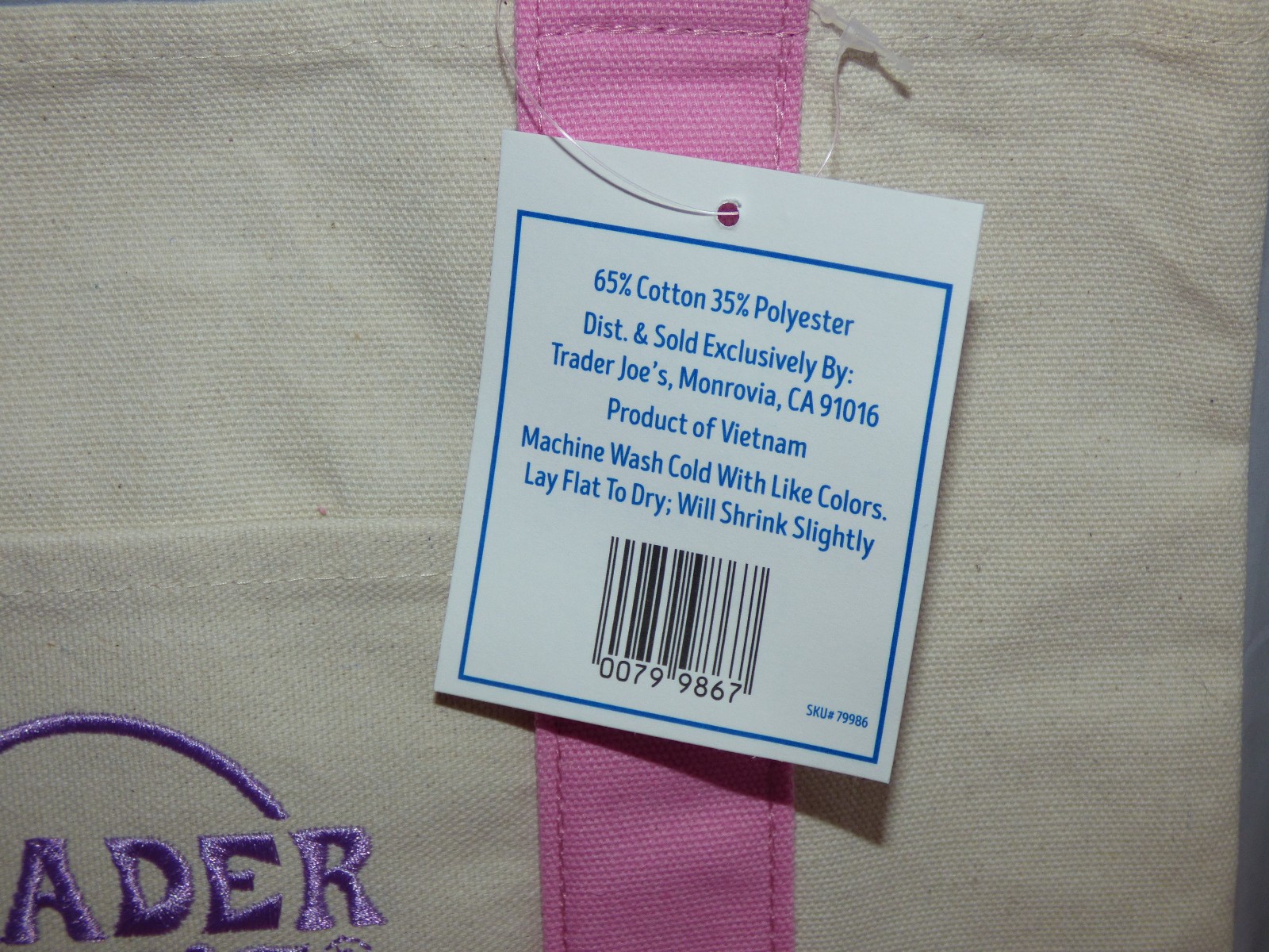 Trader Joe’s – Mini Canvas Tote Bag – Pink – Spring 2026 – Limited Edition