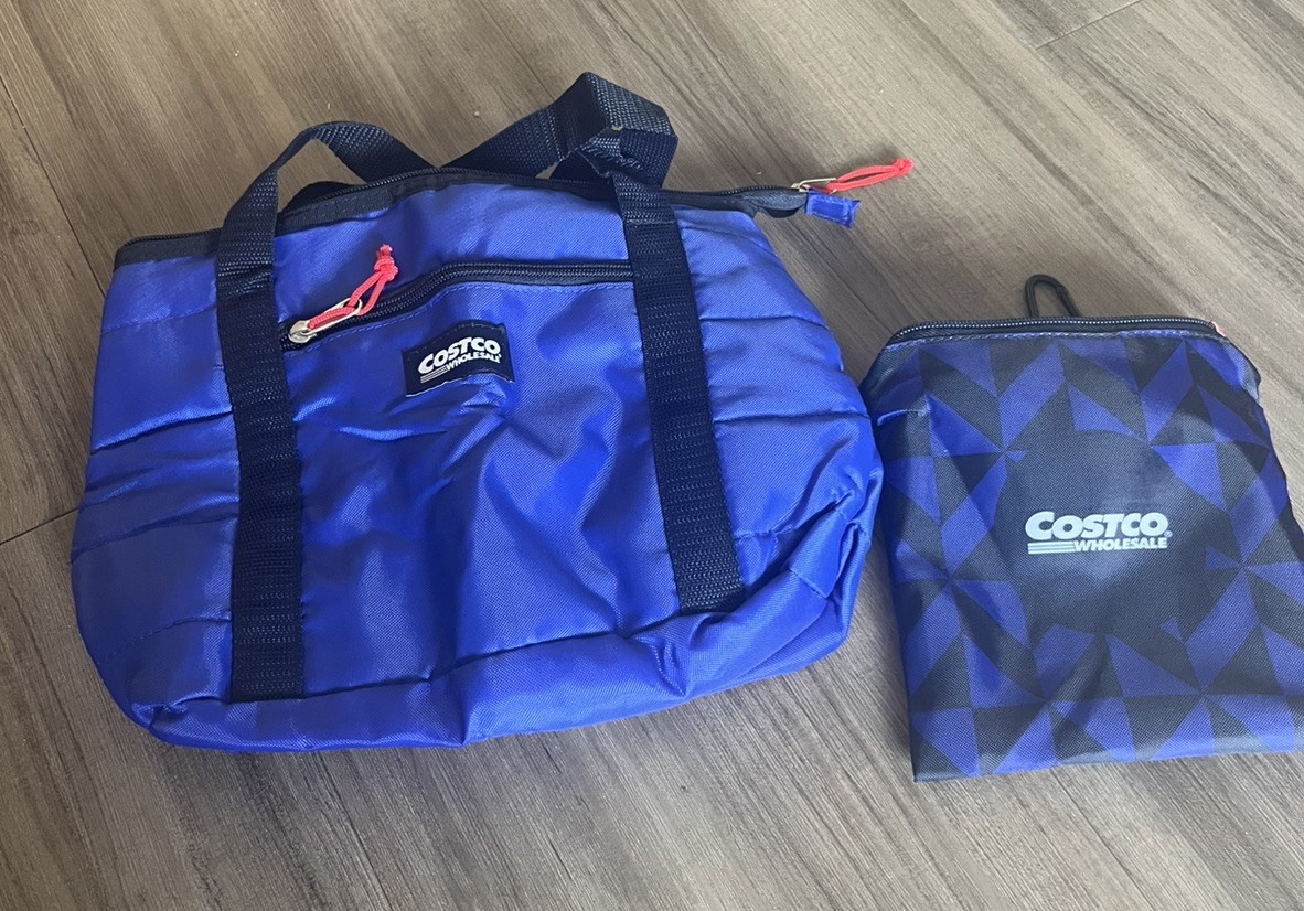 COSTCO Wholesale Reusable Cooler Bag Keychain Mini Zippered Pouch Blue