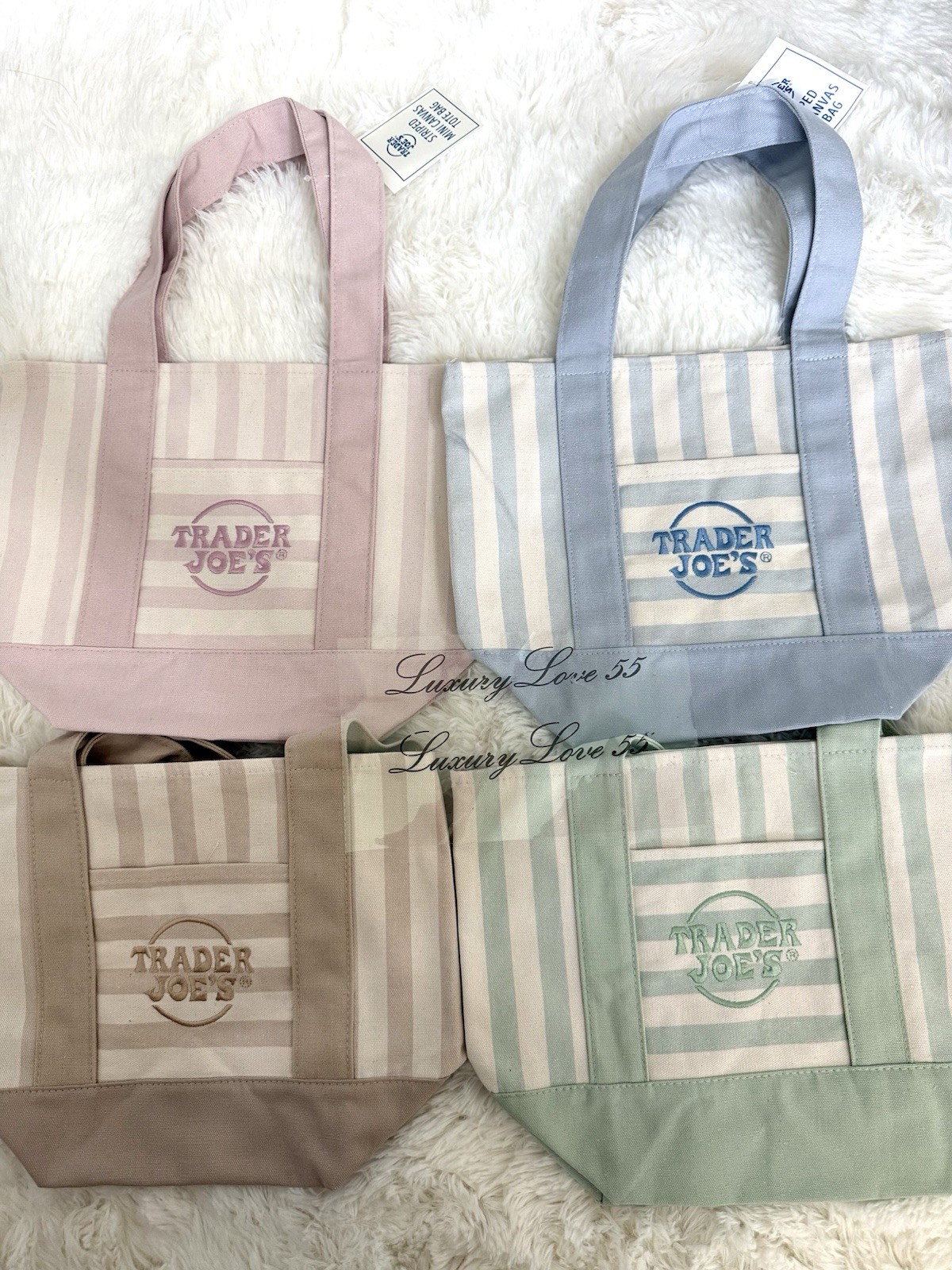 NWT New Trader Joe’s Striped Canvas Mini Tote Set of 4 Summer 2026 Collection