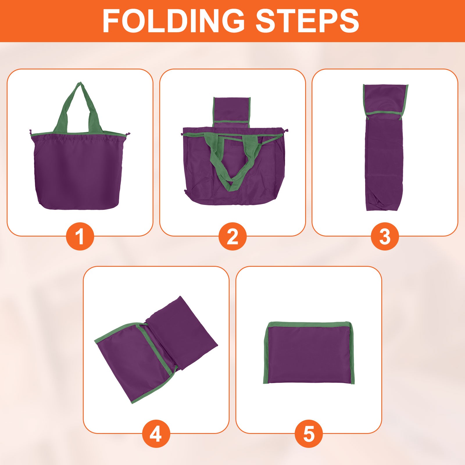 Reusable Grocery Bags, 1Pcs 20″ x 16″ Washable Shopping Totes Fit in Pocket