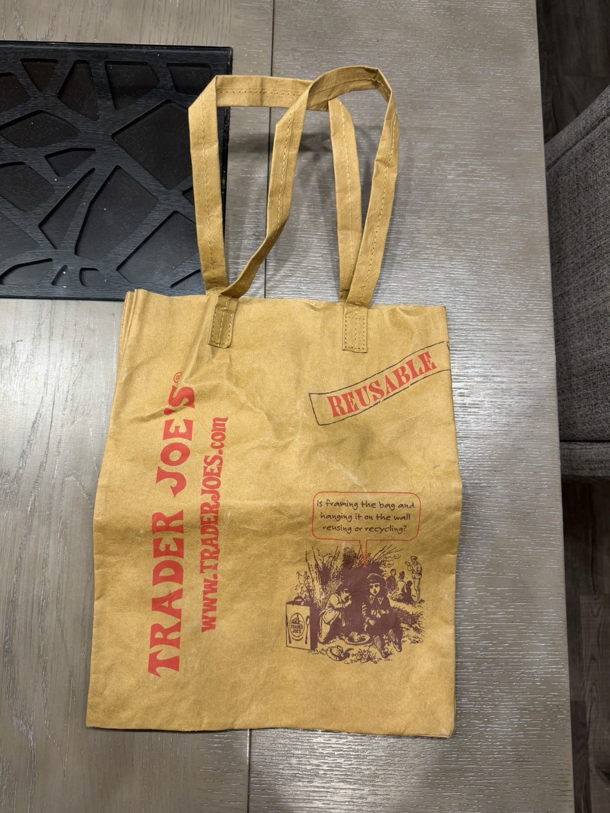 Trader Joe’s Reusable Brown Paper Shopping Bag Medium Grocery Tote 14x12x6 in