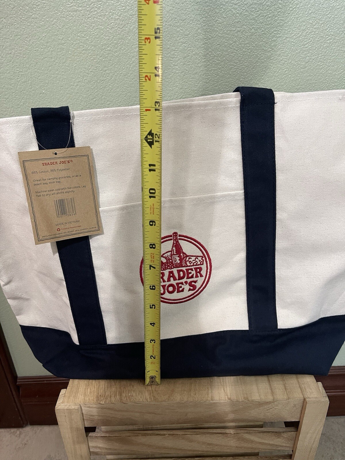 Trader Joe’s Regular Size Canvas Navy Blue Tote Bag New
