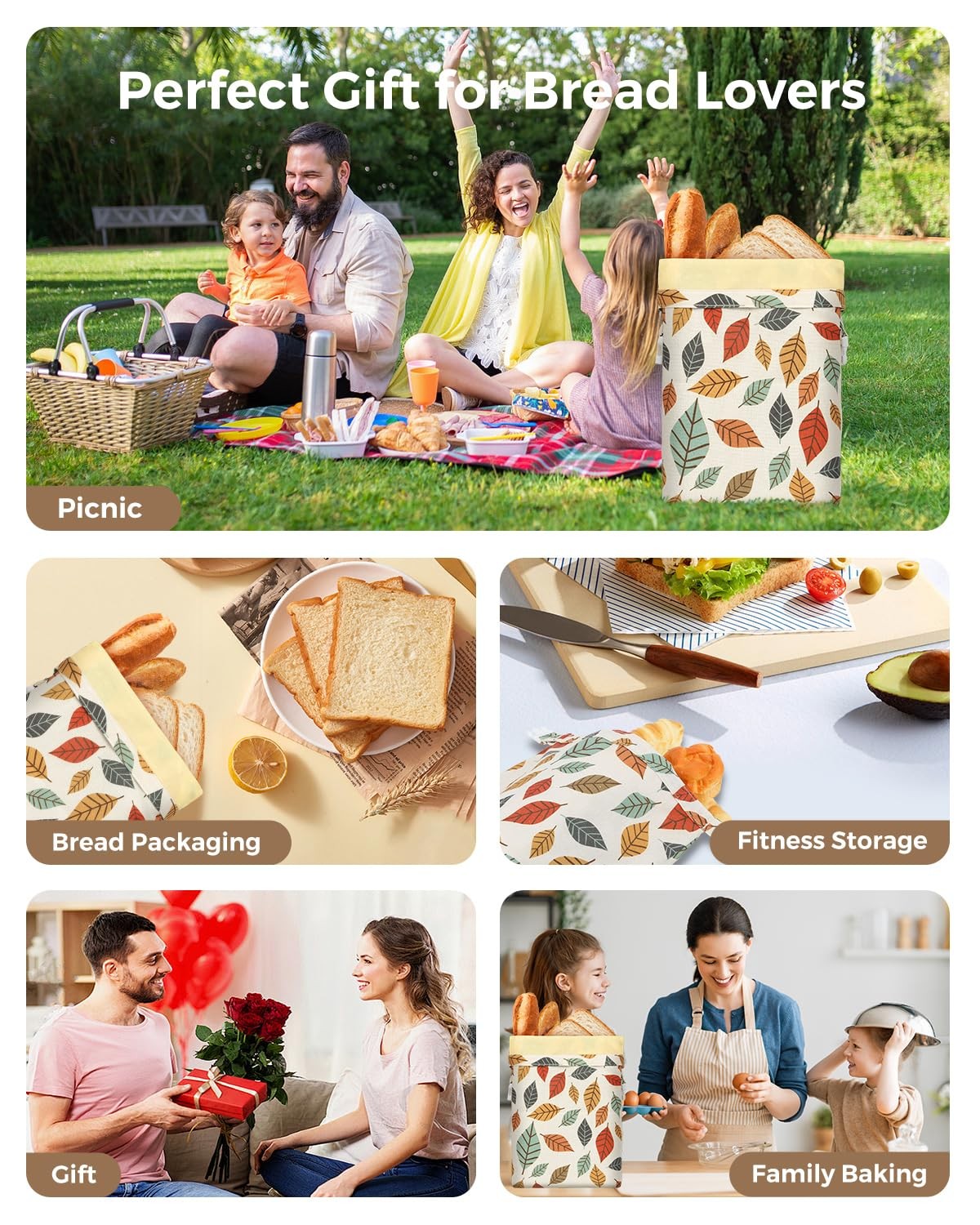 Beeswax Bread Bags for Homemade Bread,Reusable Large
