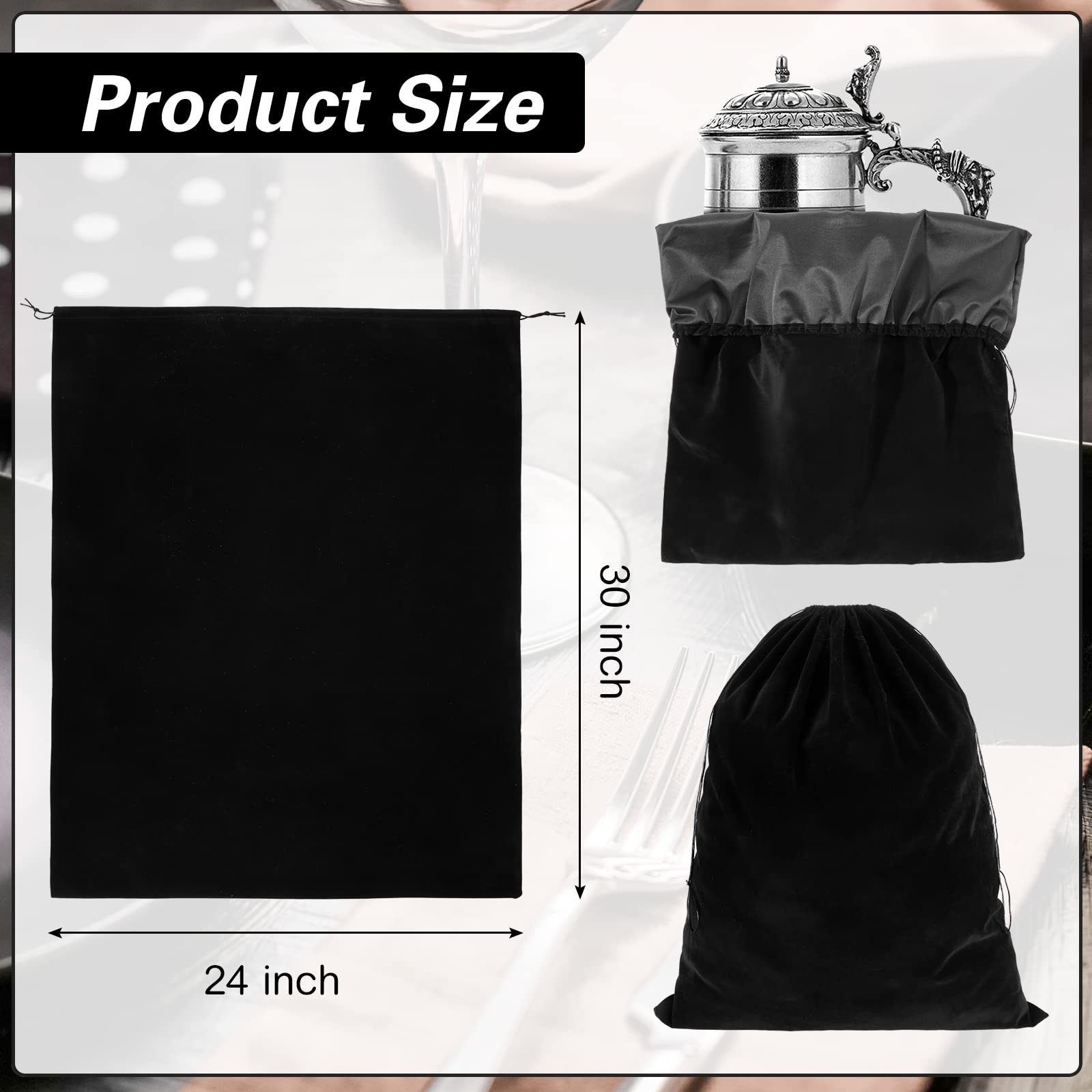 LEIFIDE 2 Pcs Large Size Silver Storage Bags Anti Tarnish 30″ x 24″, Black
