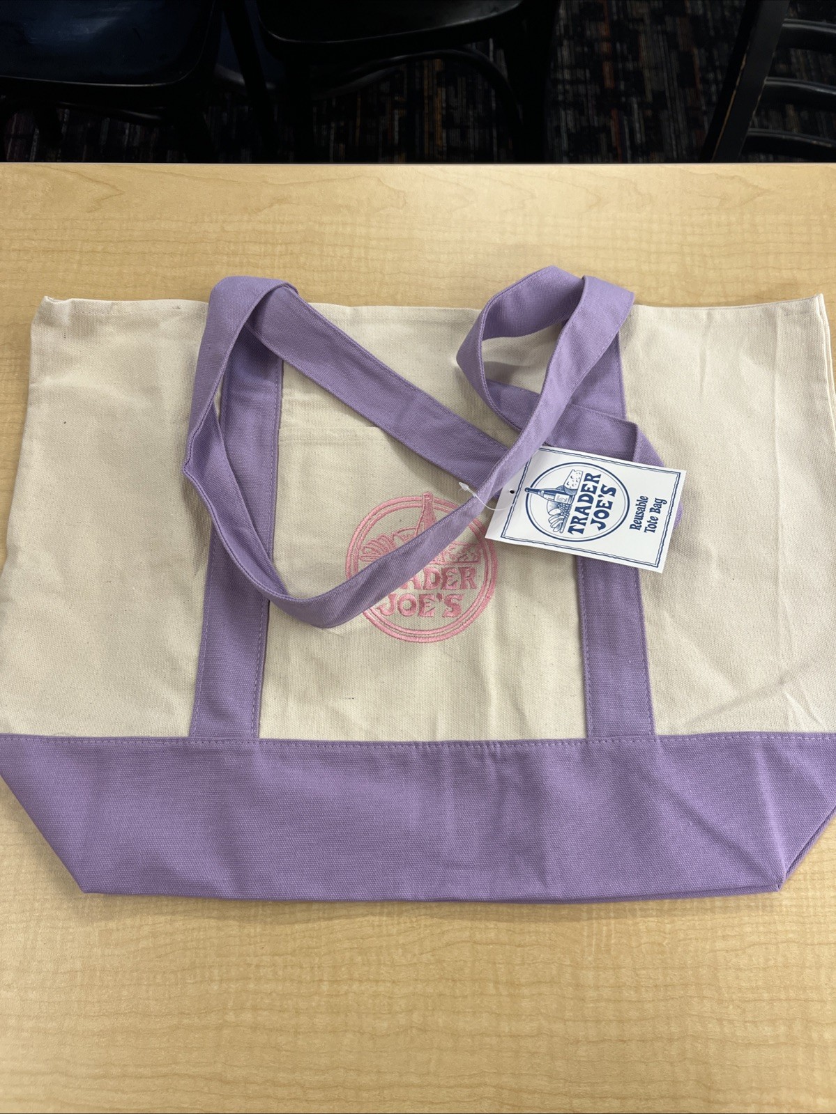 Trader Joe’s Canvas Large Purple Shopping Bag Limited Tote Lavender New W/Tags