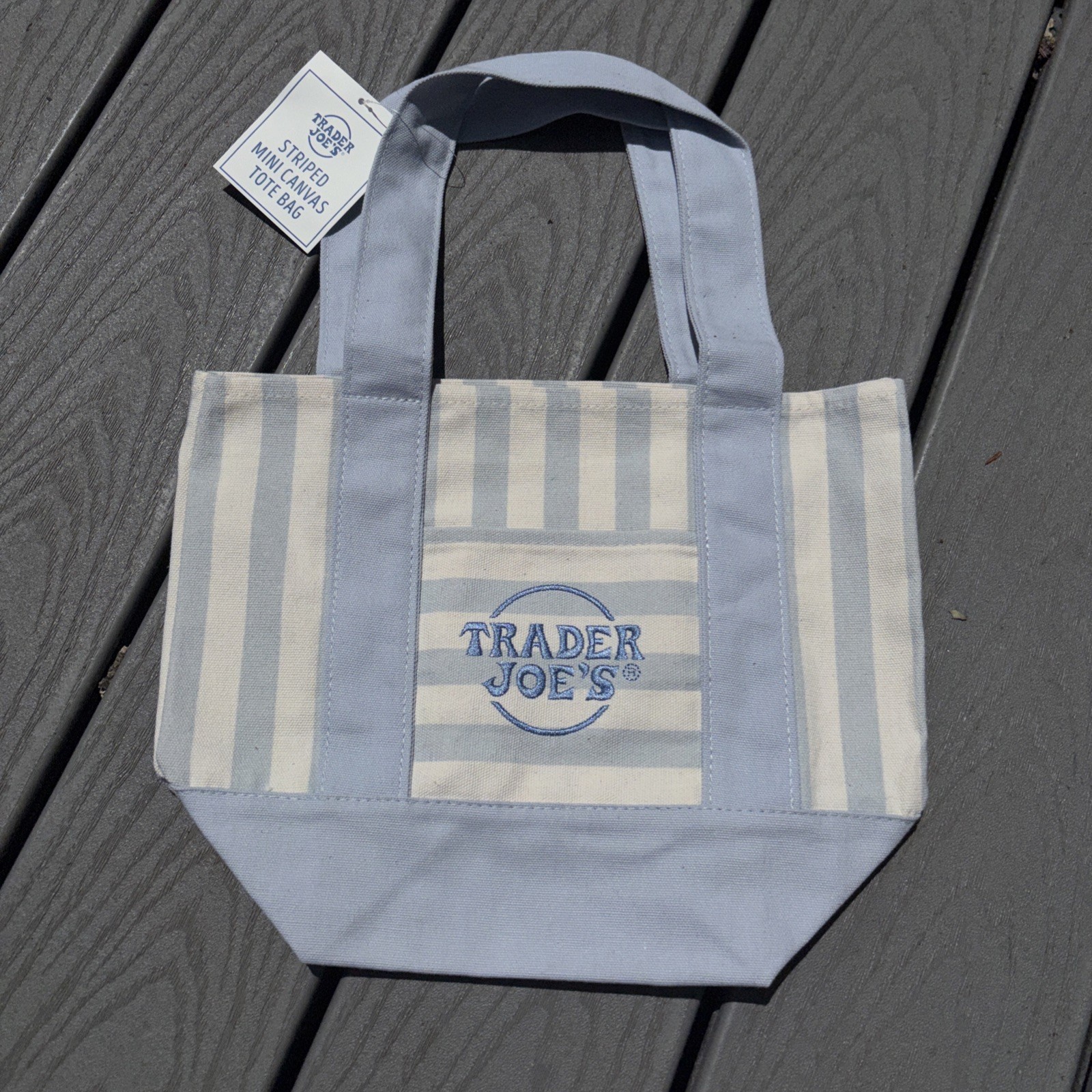 Trader Joe’s Mini Pastel Stripe Canvas Tote Bag Limited Edition Set Of 4✅✨