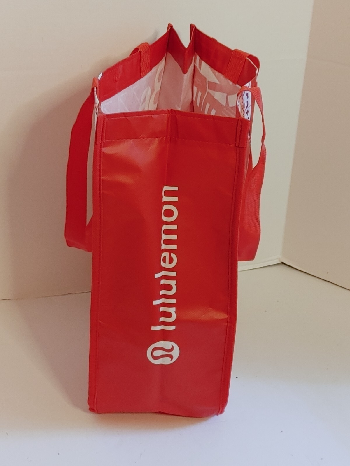 Red White Lululemon Reusable Shopping Tote Bag Be All In Yoga