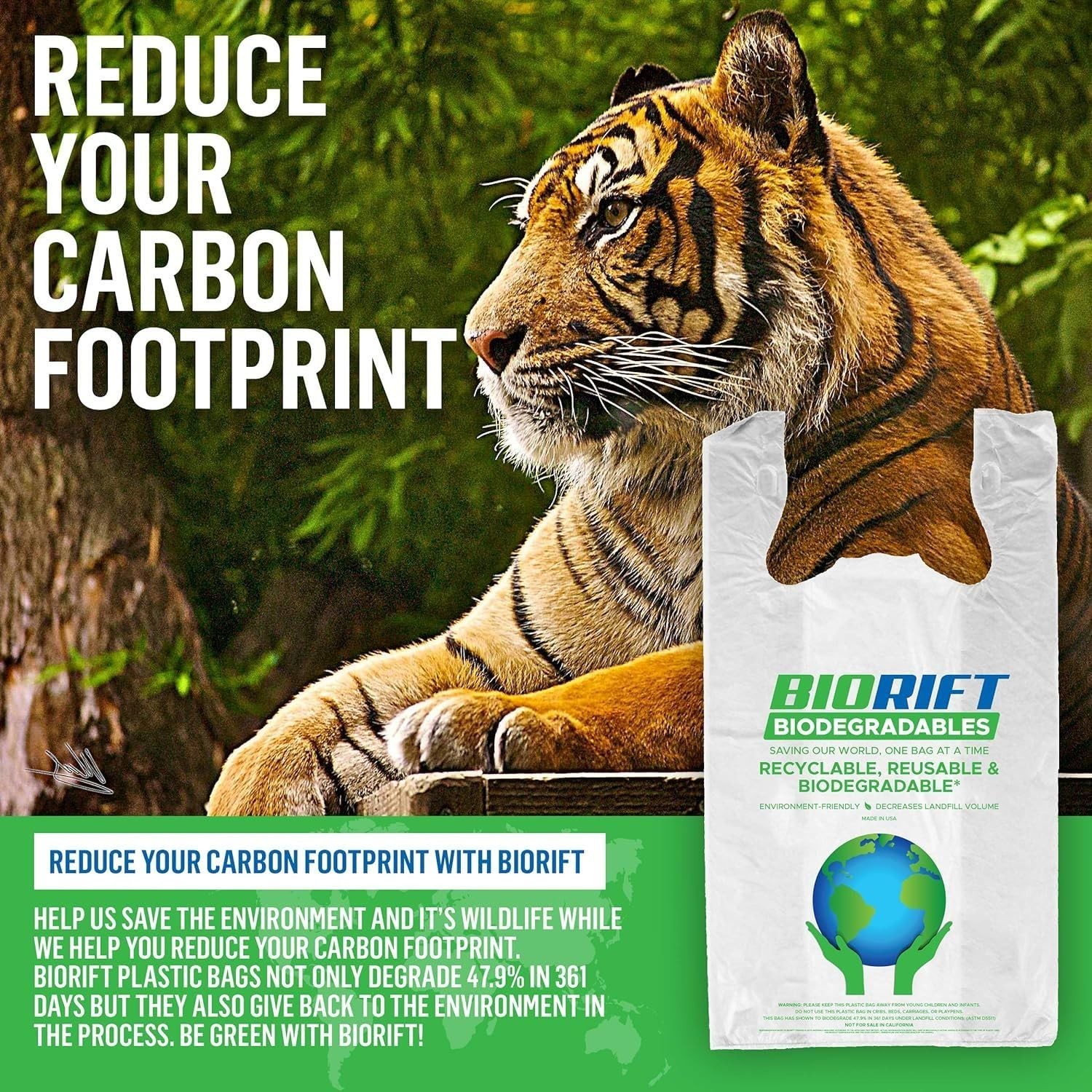 Biorift 500ct Small T-Shirt Bags | Durable Grocery Shopping Bags | Made in USA