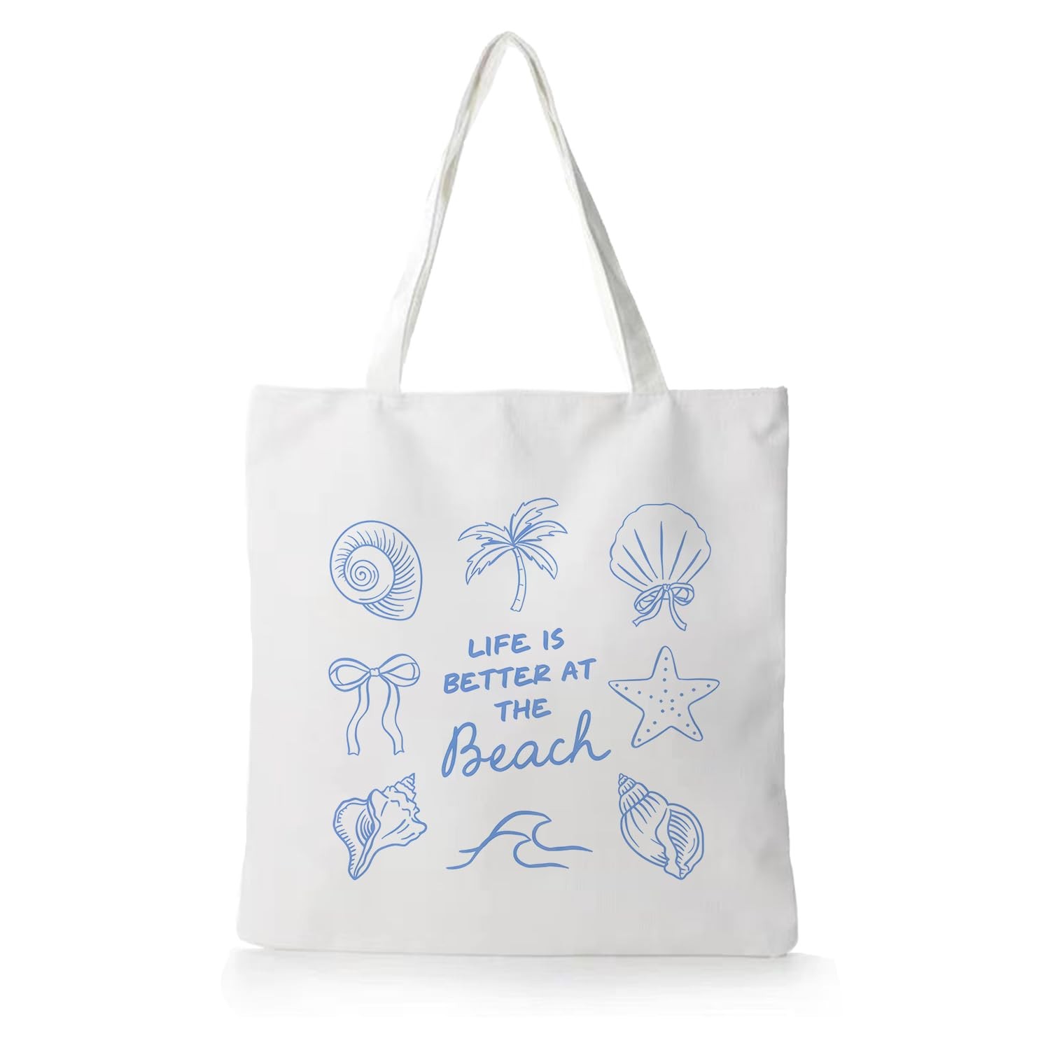 Blue SeaShell Beach Tote Bag for , Coastal Ocean Life is Better at the Beach …
