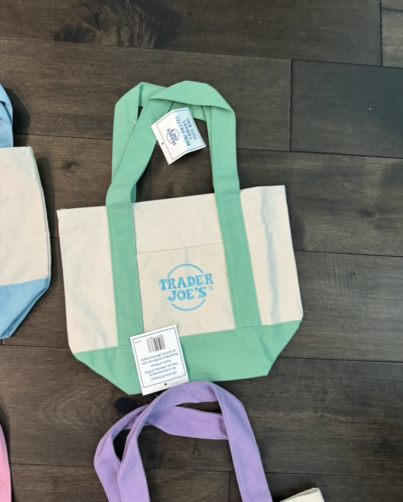 Trader Joe’s Pastel Mini Canvas Tote Bags 2025 LIMITED EDITION NWT LOT OF 4