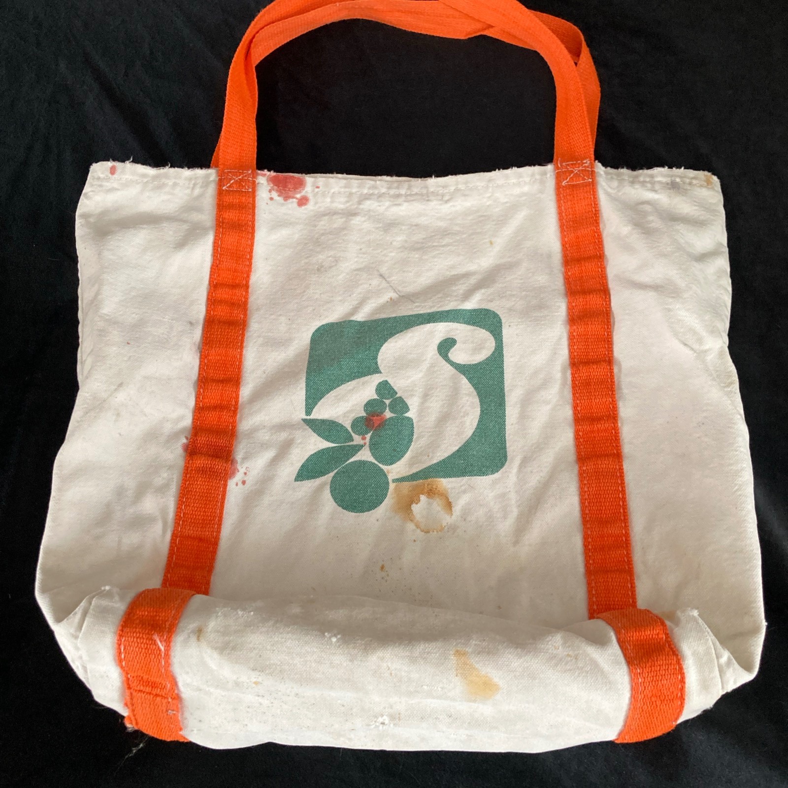 Shaws Vintage Reusable Canvas Shopping Bag Grocery Store Tote Distressed